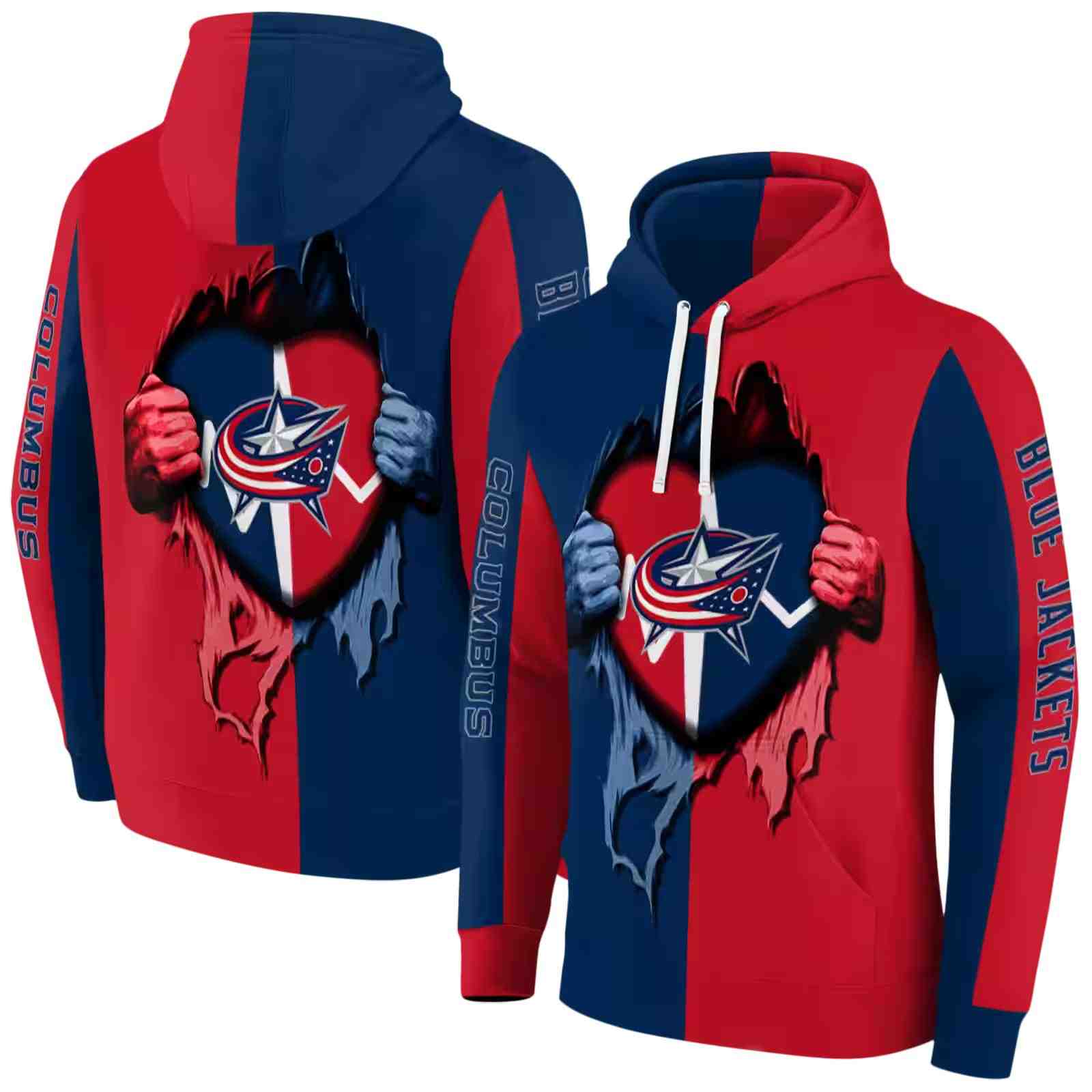 columbus blue jackets heartbeat graphic navy blue hoodie fashion forward