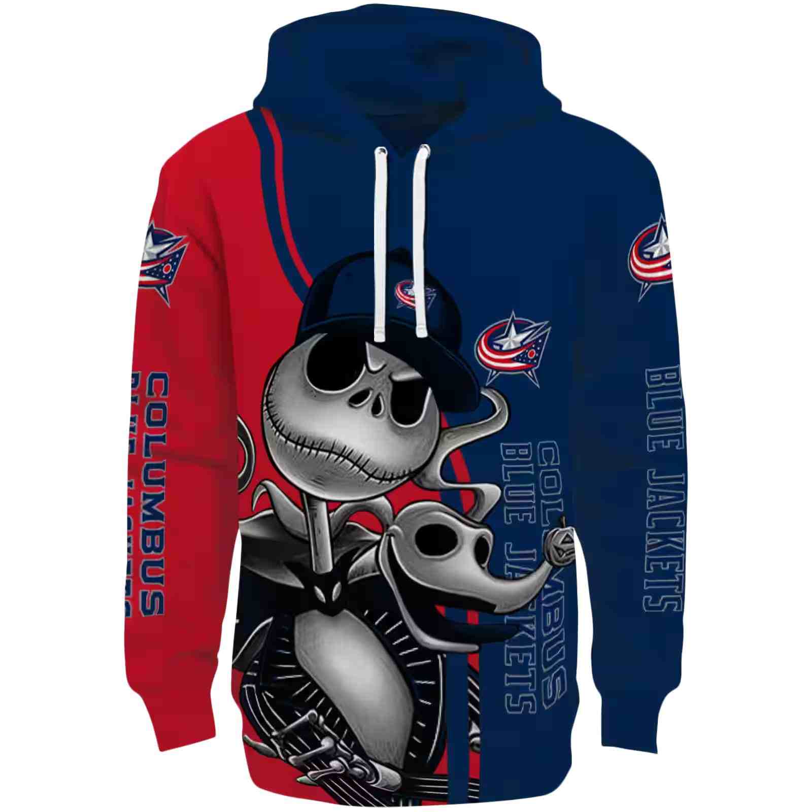 Columbus Blue Jackets Jack Skellington Navy Blue Hoodie