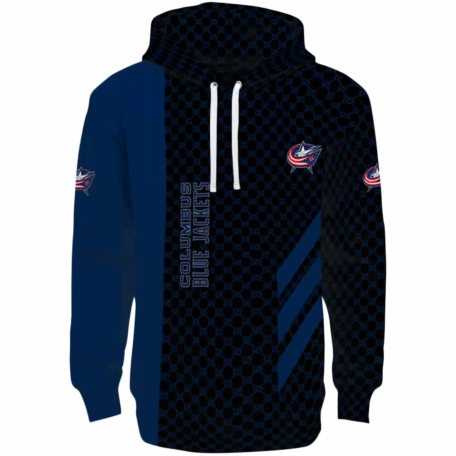 Columbus Blue Jackets Monogram Pattern Navy Blue Hoodie