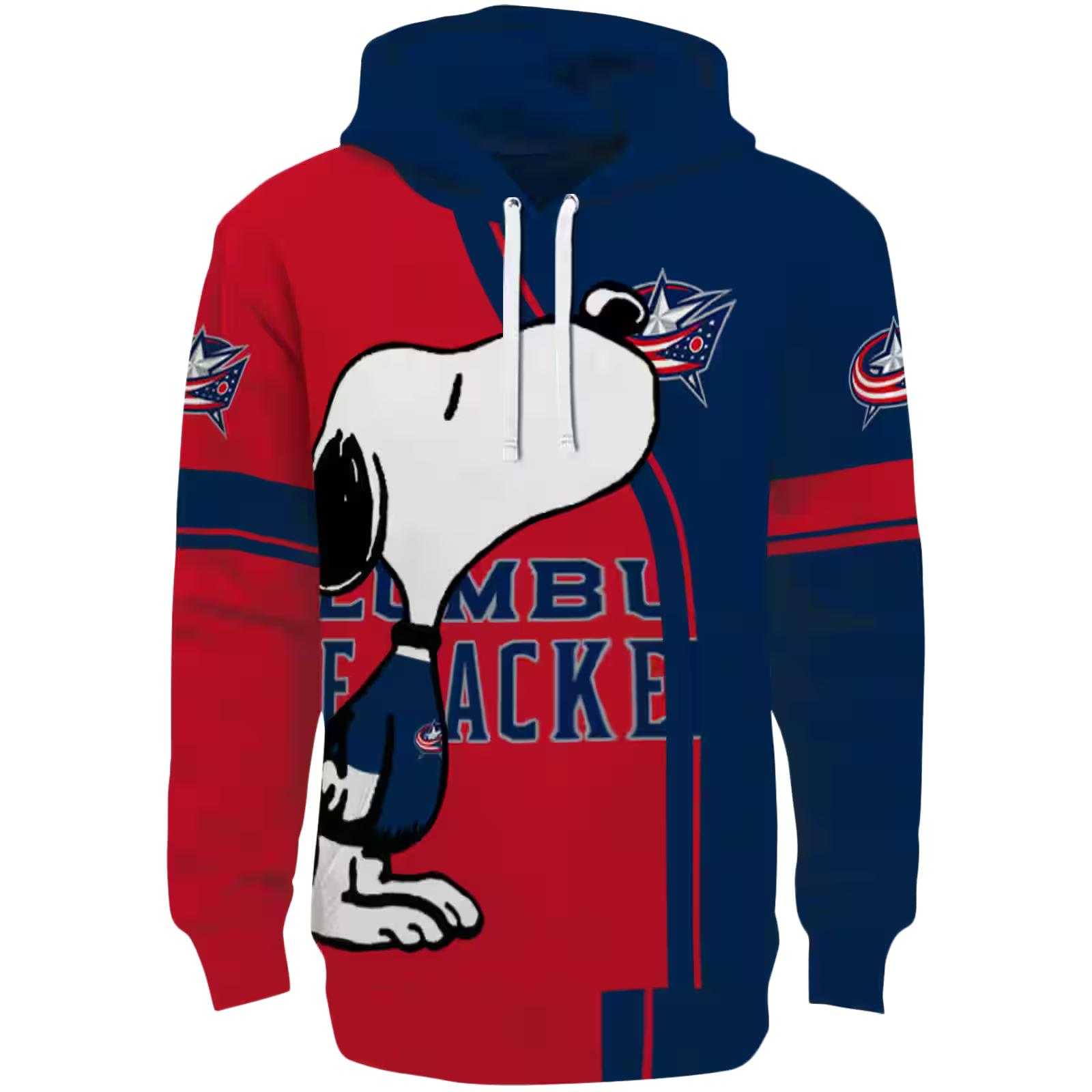 Columbus Blue Jackets Playful Snoopy Navy Blue Hoodie