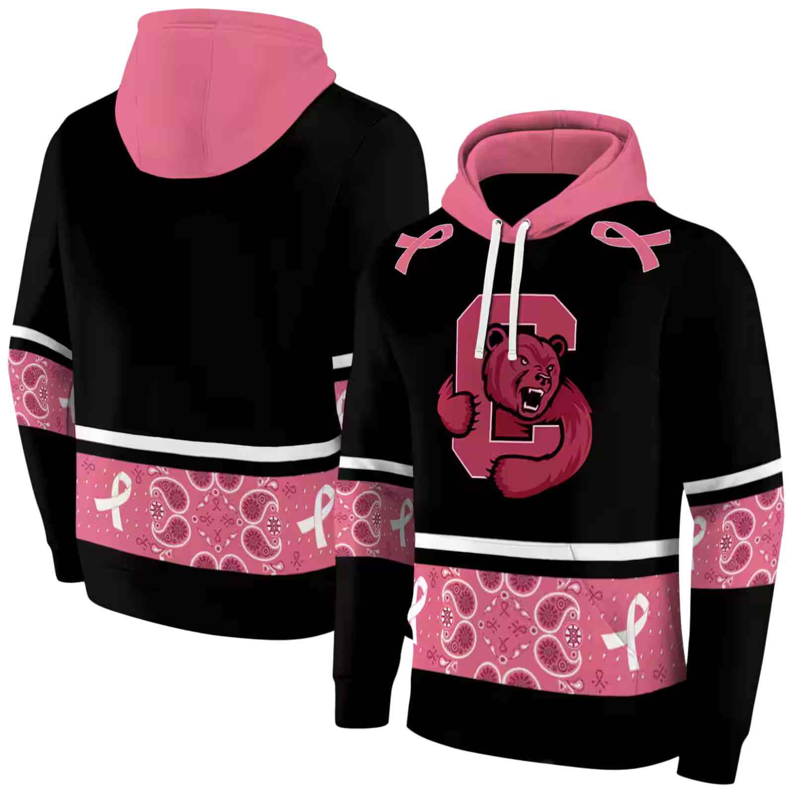 cornell big red awareness ribbon black pink hoodie fashion forward