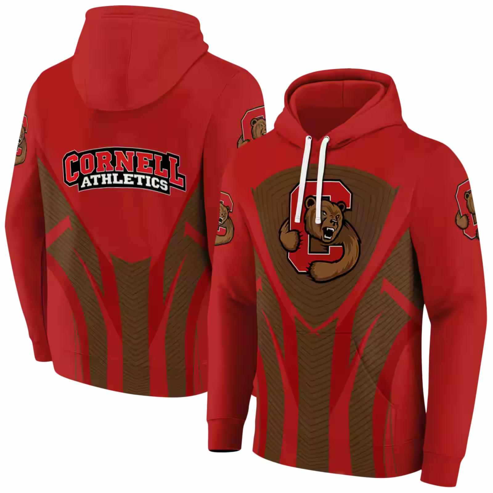 cornell big red concentric lines red black hoodie fashion forward