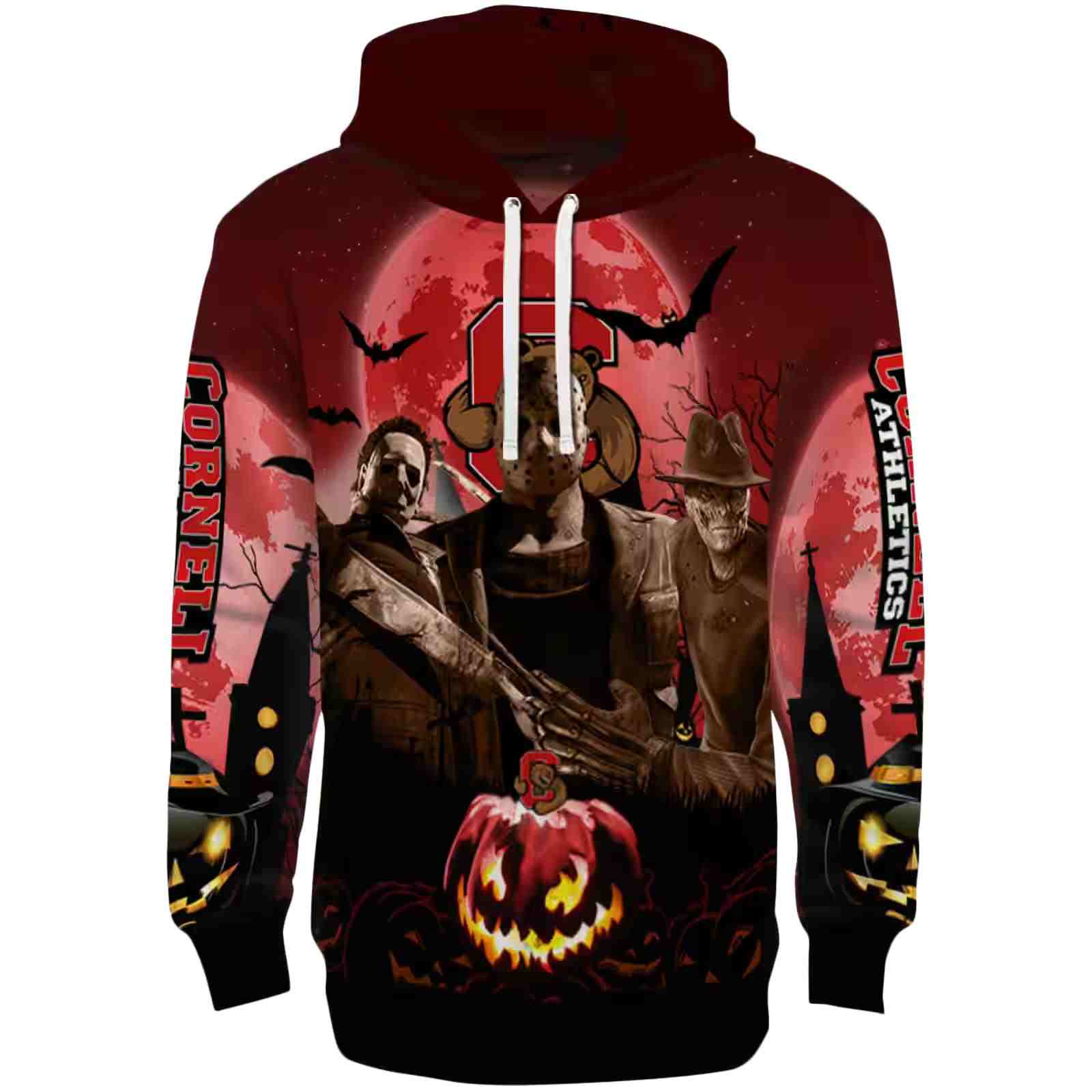 Cornell Big Red Halloween Vibes Red Black Hoodie