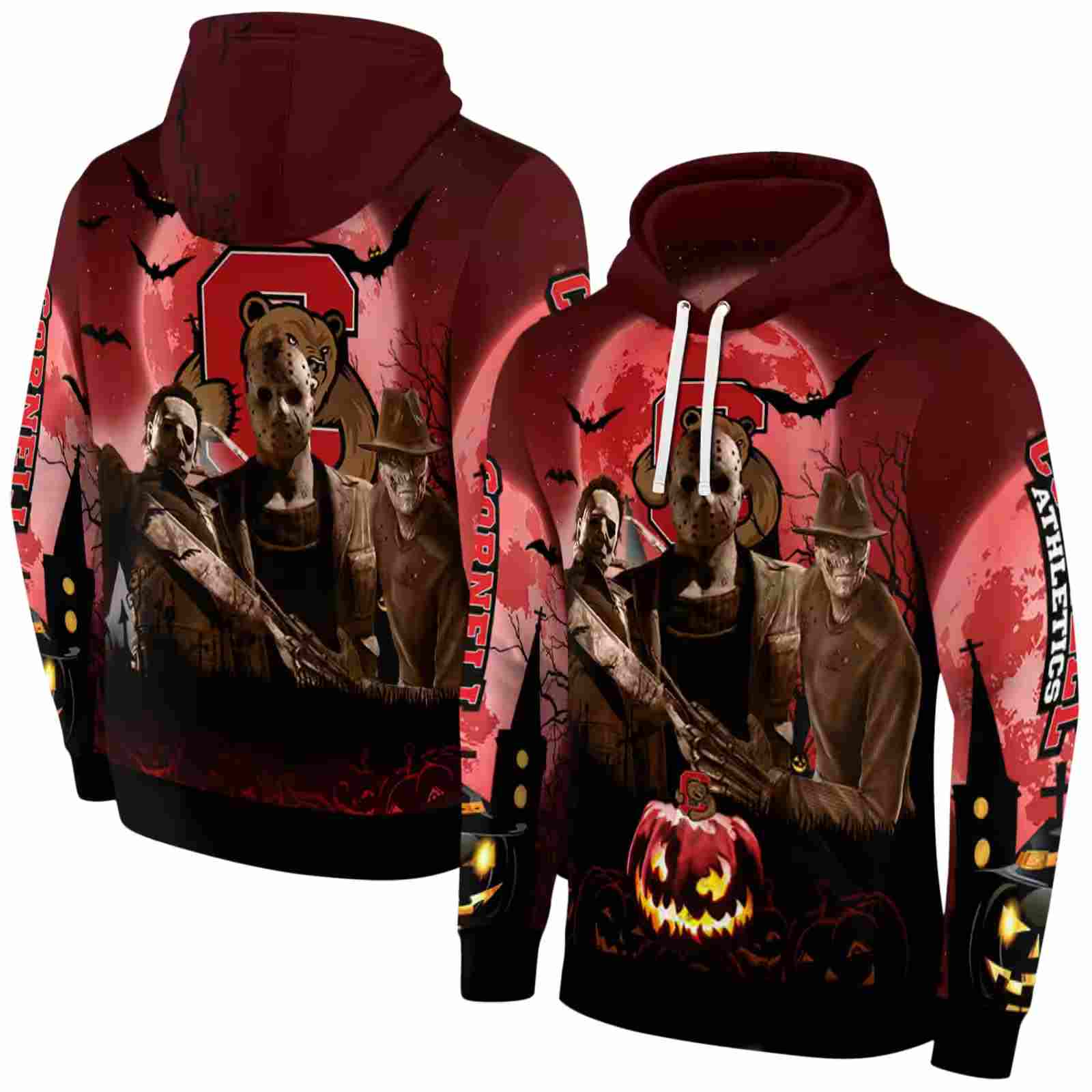 cornell big red halloween vibes red black hoodie fashion forward