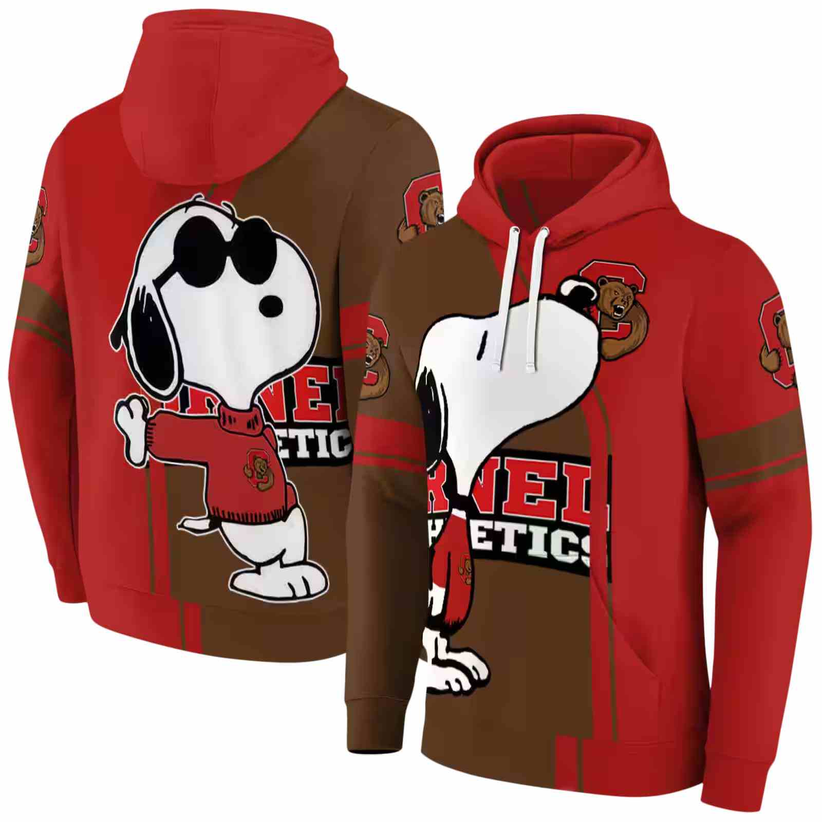 cornell big red playful snoopy red hoodie fashion forward