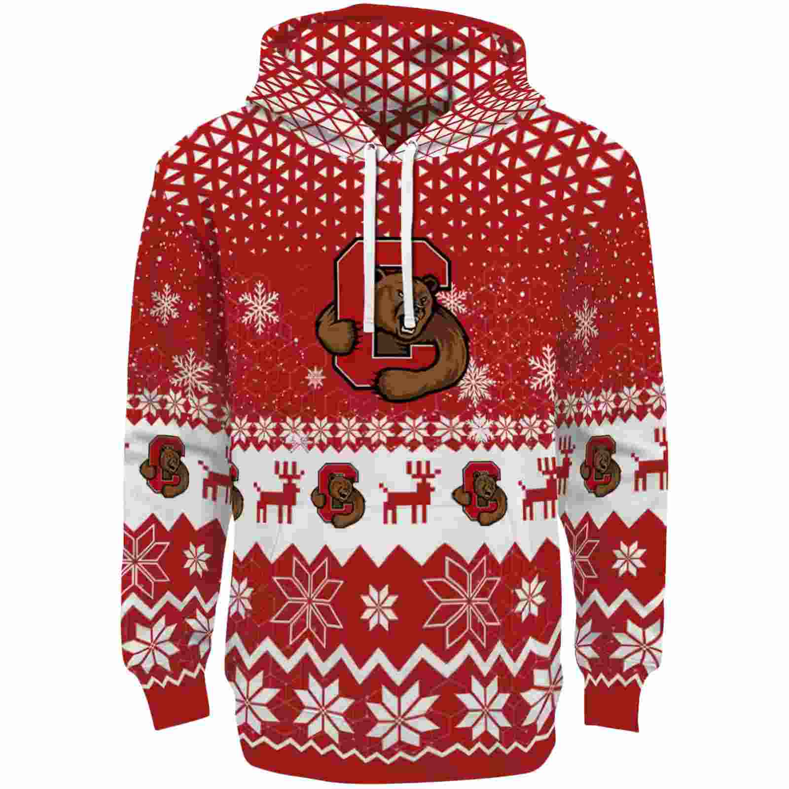 Cornell Big Red Reindeer Motif Red Hoodie