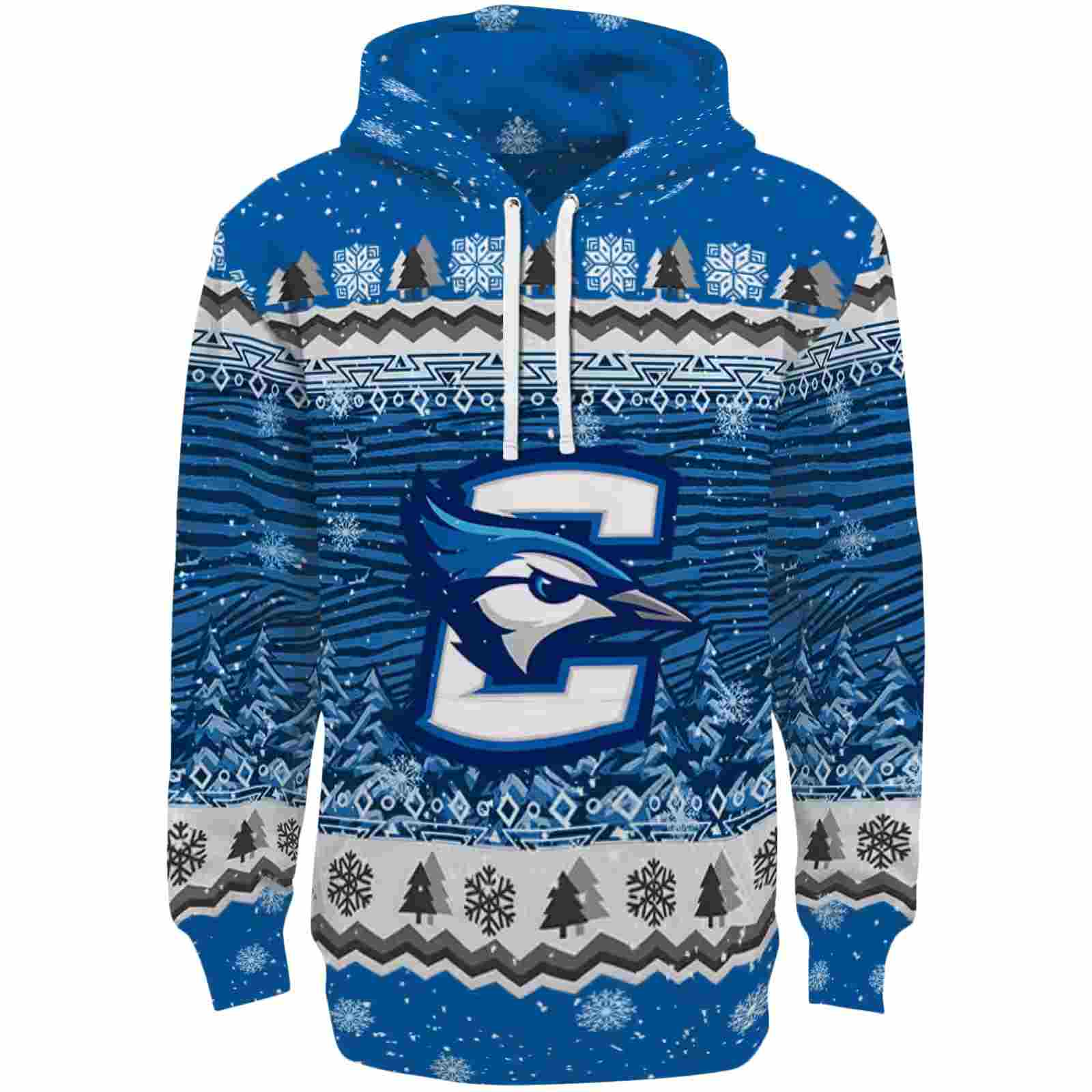 Creighton Bluejays Christmas Trees Blue Hoodie