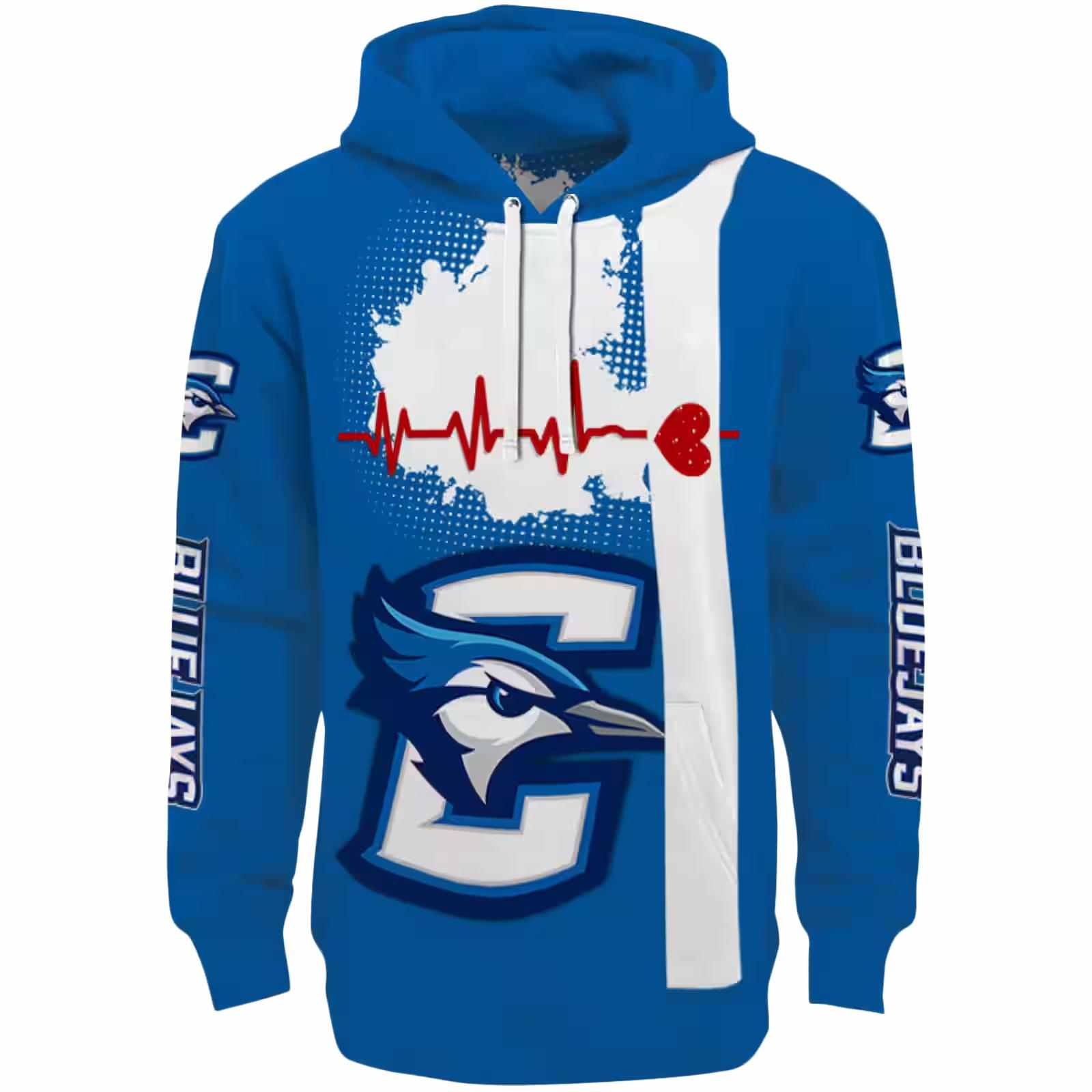 Creighton Bluejays Football Heartbeat Blue Hoodie