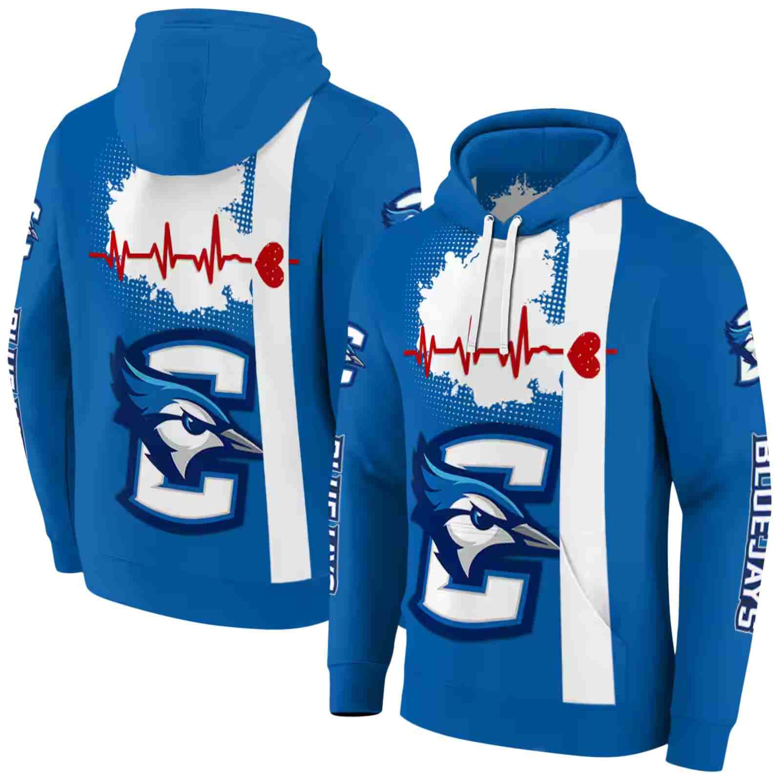 creighton bluejays football heartbeat blue hoodie fashion forward