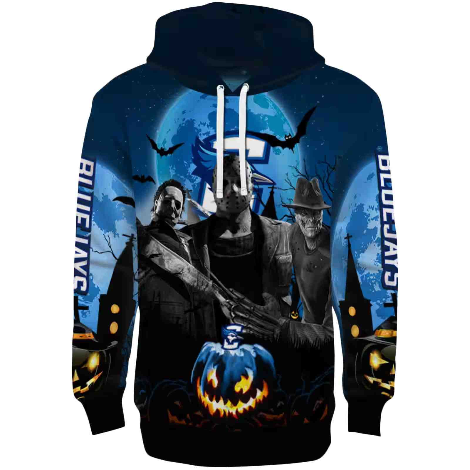 Creighton Bluejays Halloween Vibes Blue Black Hoodie