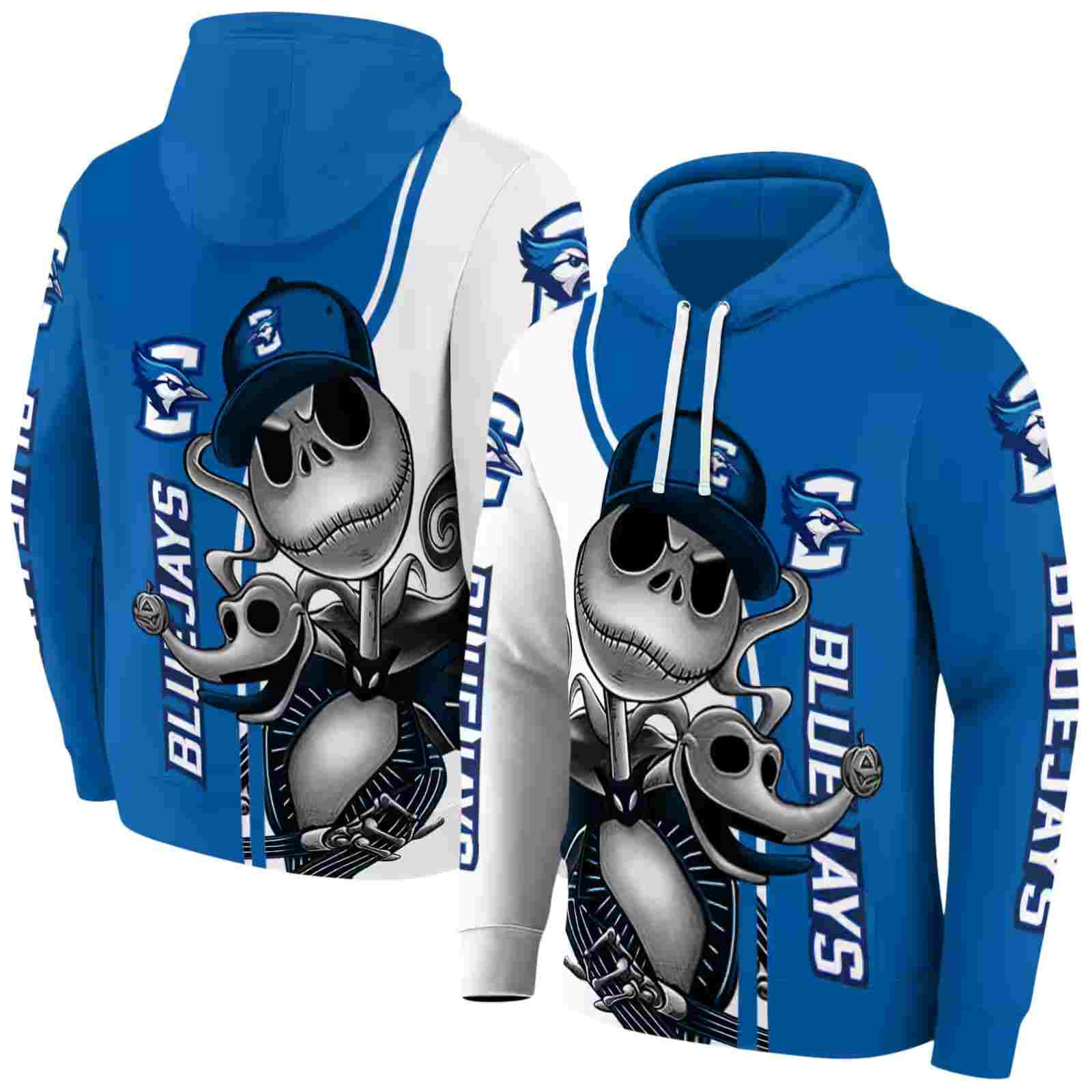 creighton bluejays jack skellington blue hoodie fashion forward