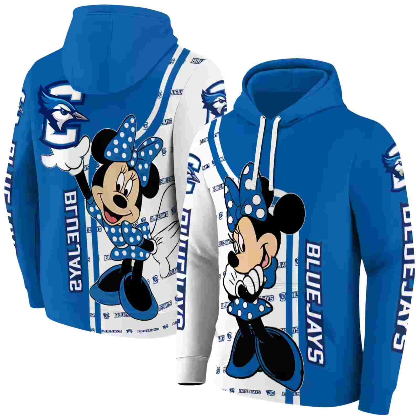 creighton bluejays minnie mouse blue hoodie fashion forward