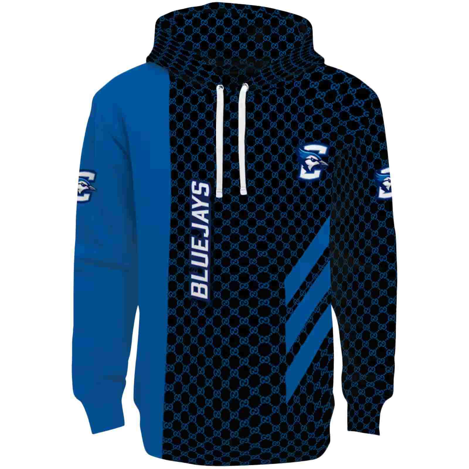 Creighton Bluejays Monogram Pattern Blue Hoodie