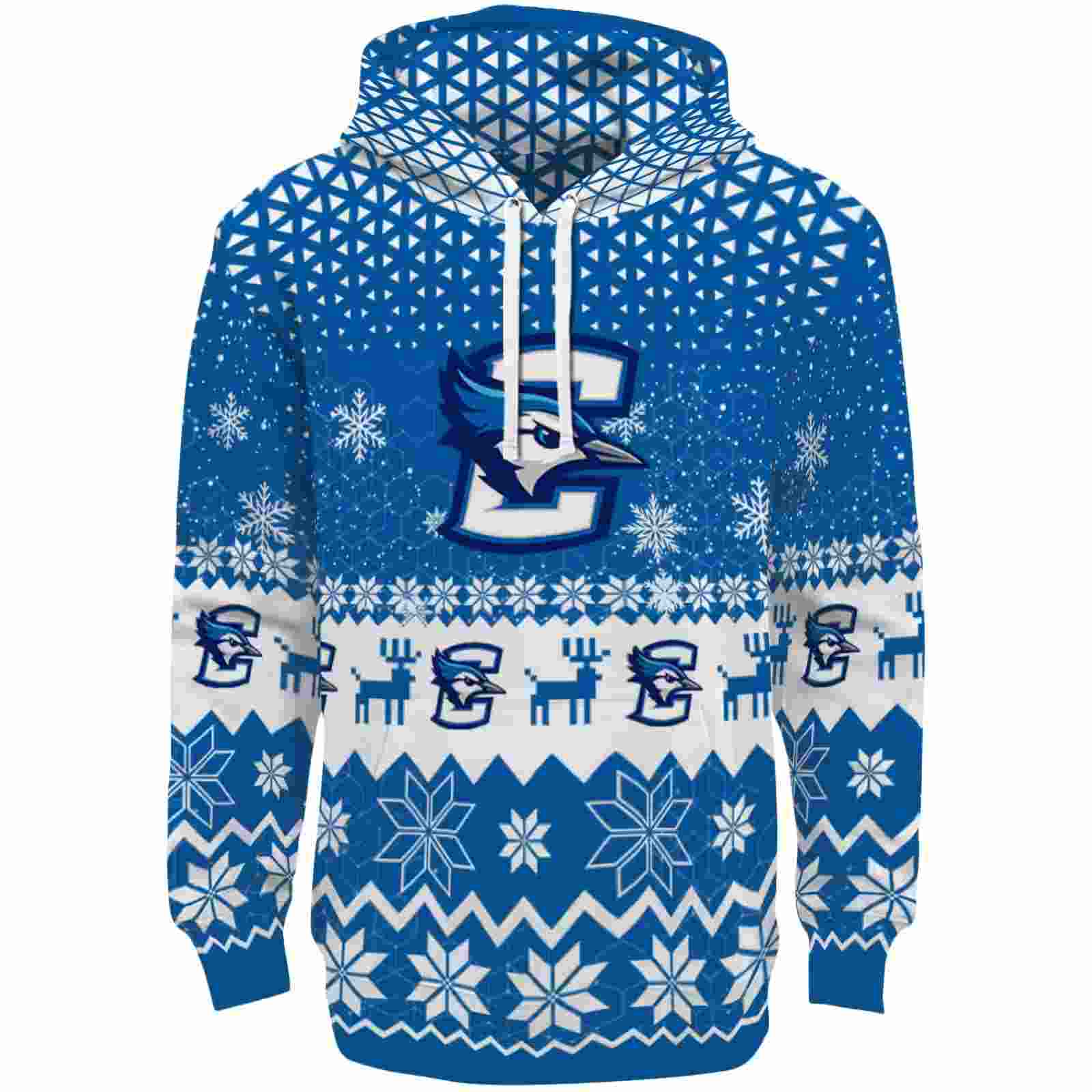 Creighton Bluejays Reindeer Motif Blue Hoodie