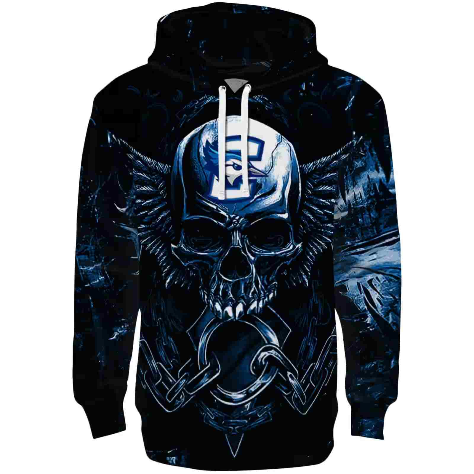 Creighton Bluejays Skull Artwork Blue Black Hoodie