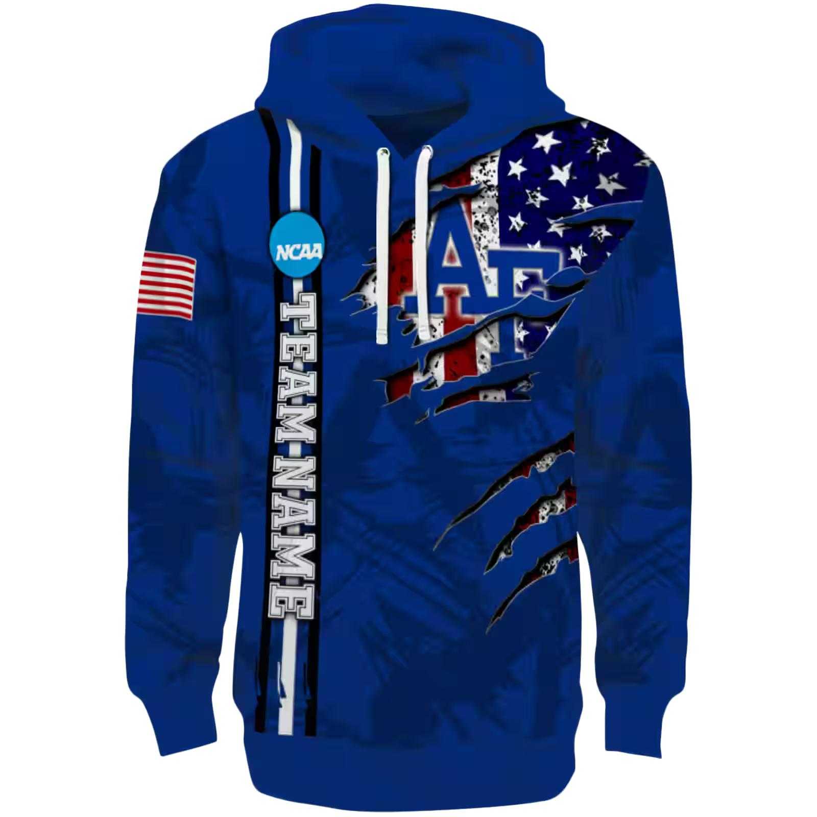 Custom Air Force Falcons Ripped Flag Blue Hoodie