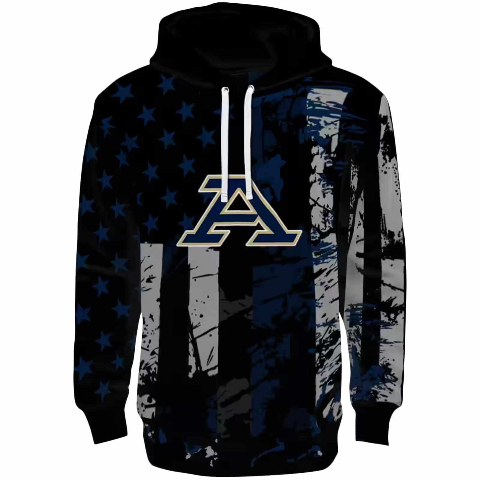 Custom Akron Zips Distressed Flag Blue Black Hoodie