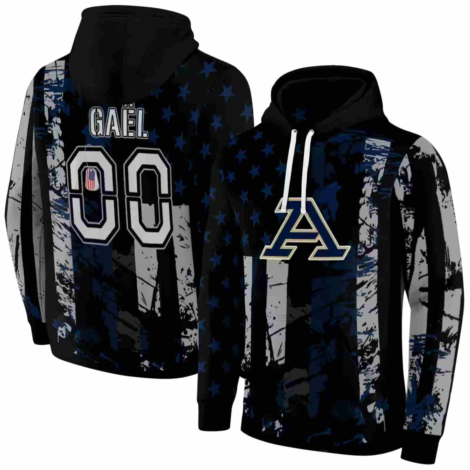 custom akron zips distressed flag blue black hoodie fashion forward