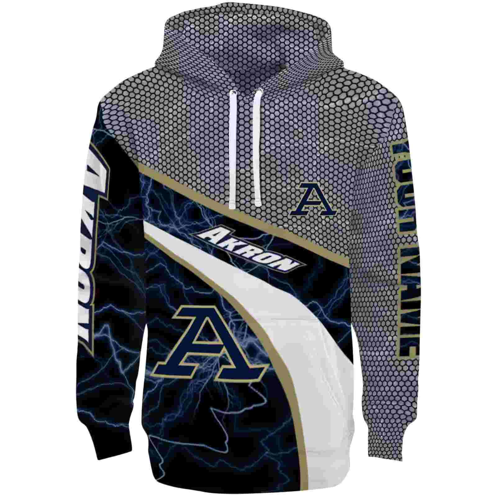 Custom Akron Zips Hexagonal Mesh Blue Black Gray Hoodie