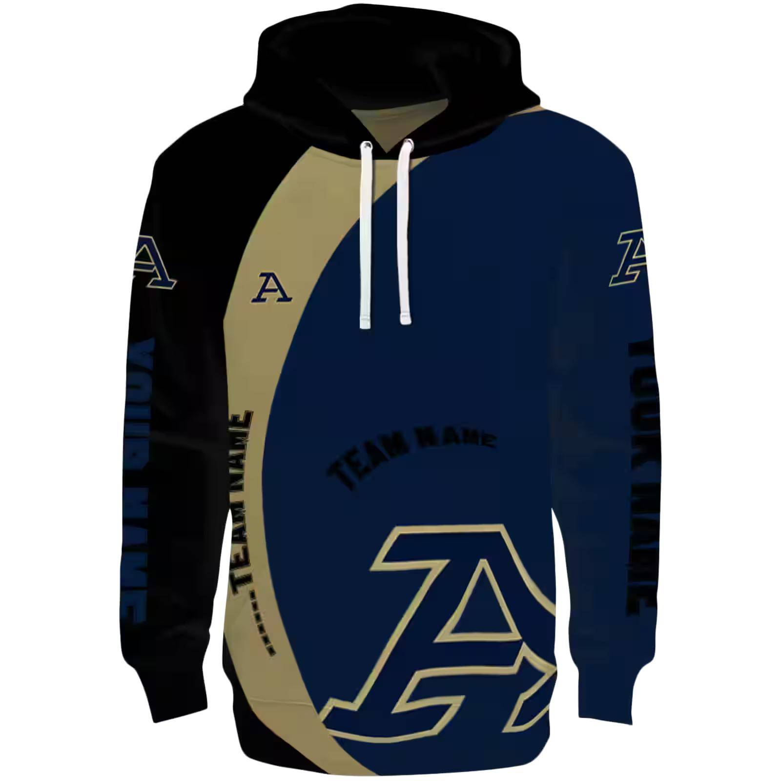 Custom Akron Zips Minimalist Design Blue Black Hoodie