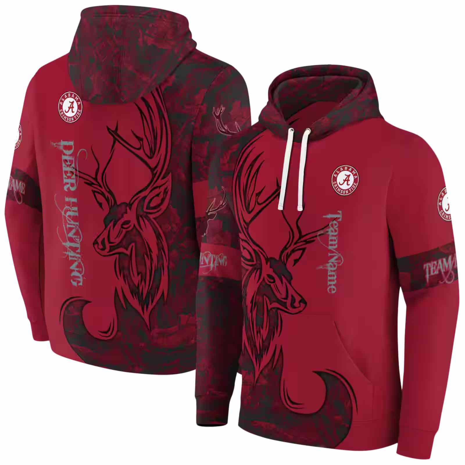 custom alabama crimson tide deer silhouette crimson hoodie fashion forward