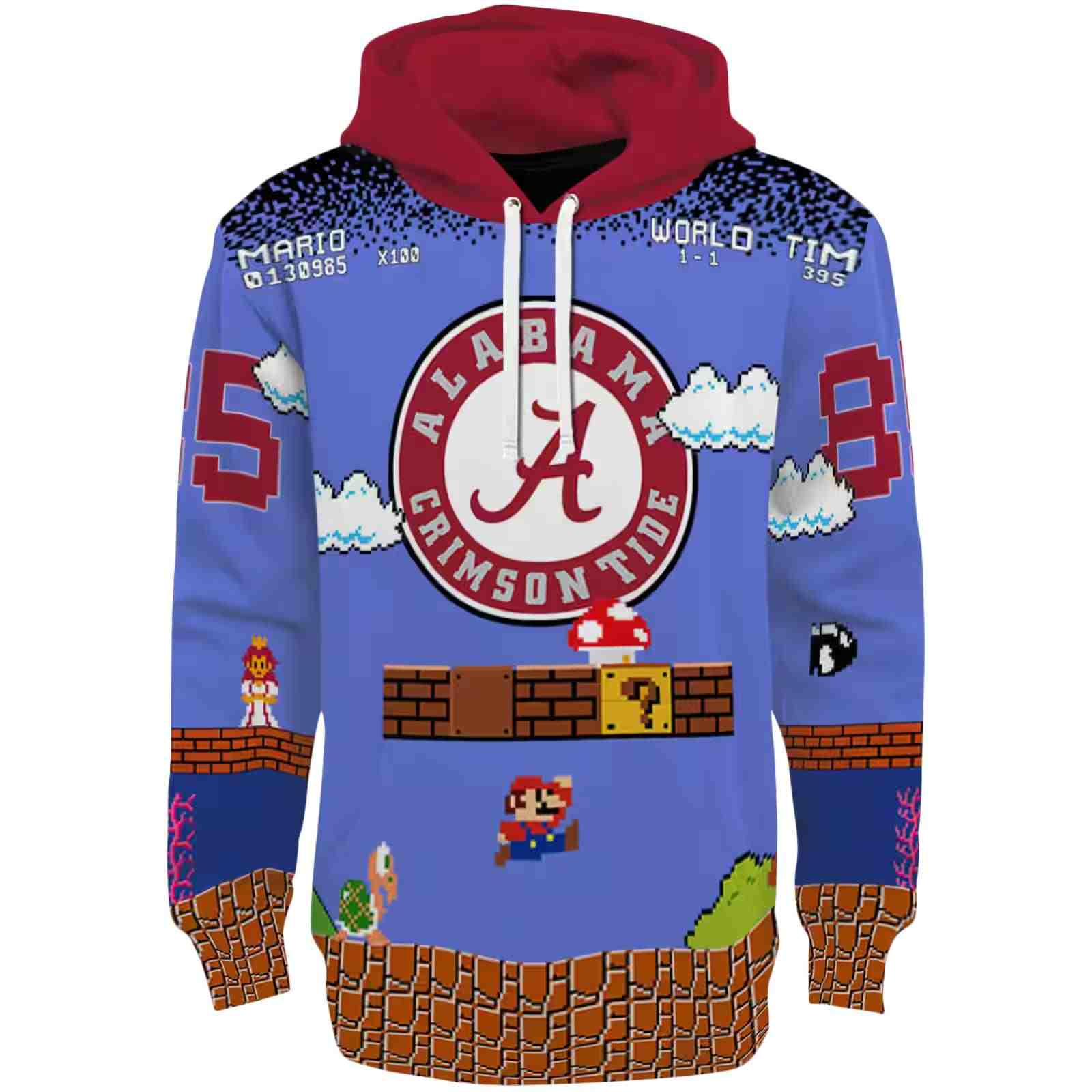 Custom Alabama Crimson Tide Mario Blue Black Hoodie