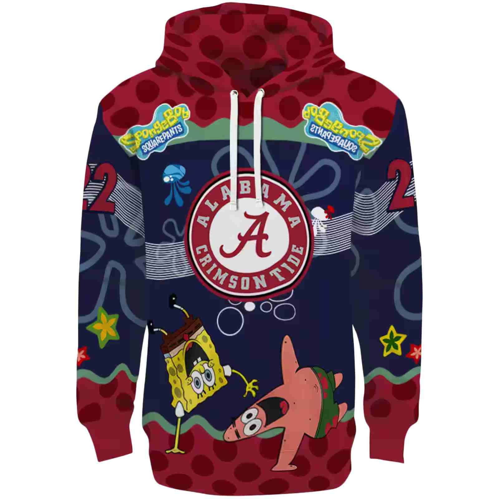 Custom Alabama Crimson Tide Spongebob Patrick Star Crimson Navy Hoodie