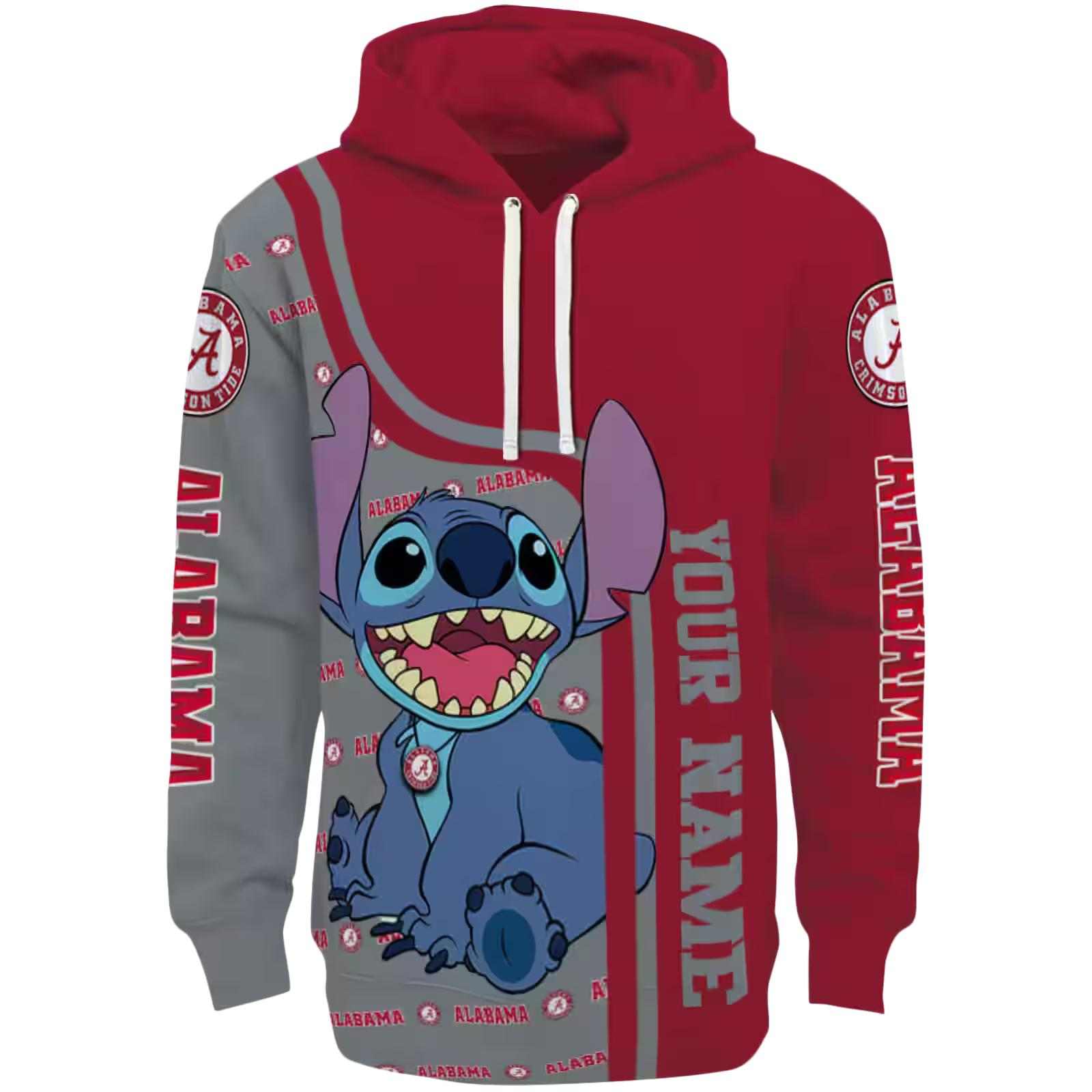 Custom Alabama Crimson Tide Stitch Crimson Hoodie