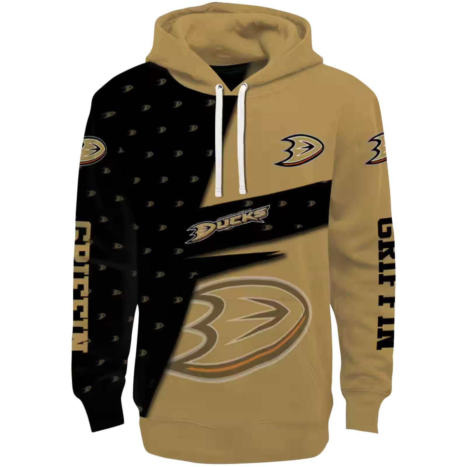 Custom Anaheim Ducks Abstract Shape Gold Hoodie