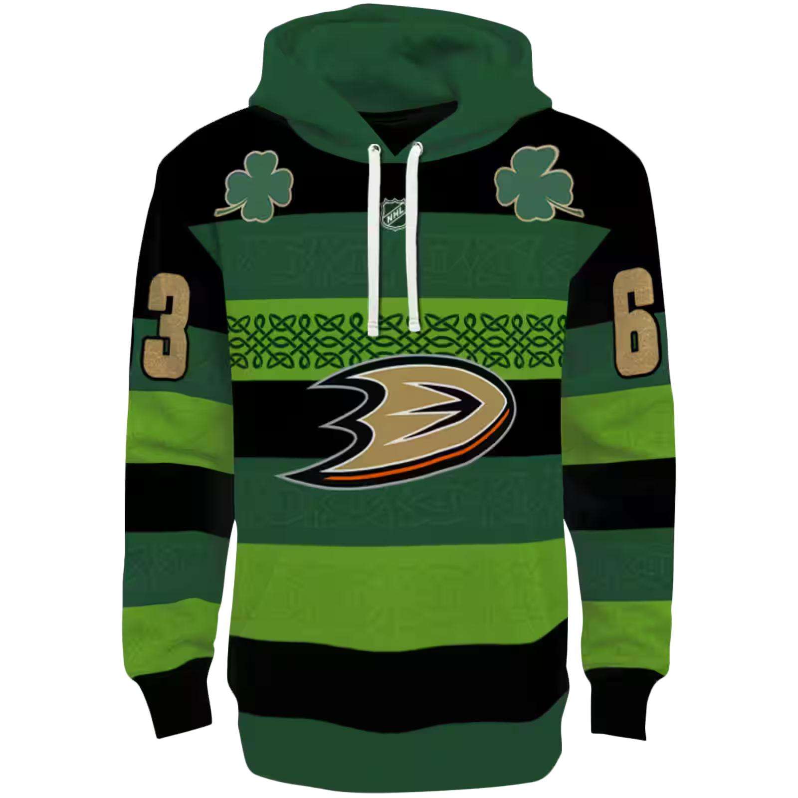 Custom Anaheim Ducks Celtic Patterns Green Hoodie