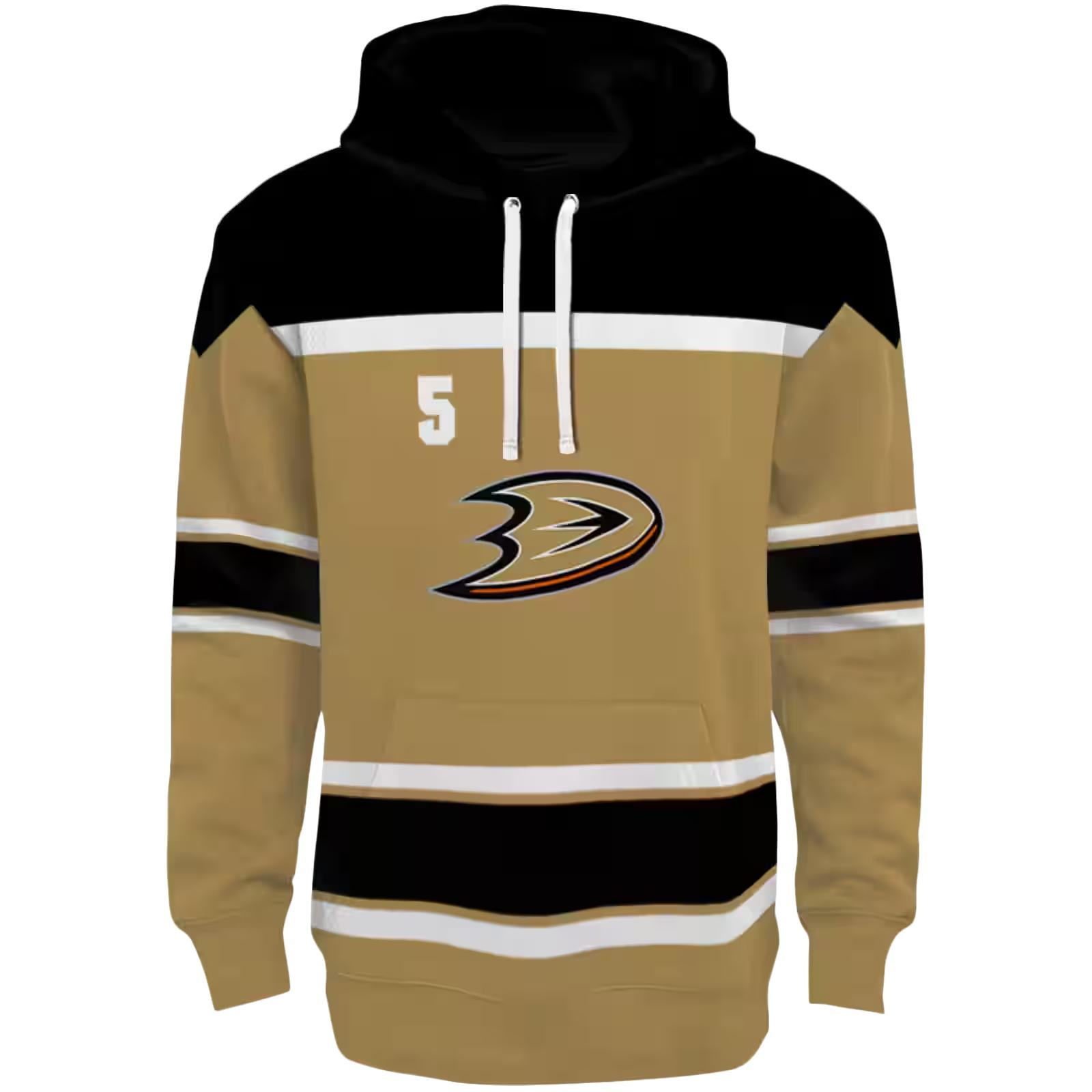 Custom Anaheim Ducks Striped Pattern Gold Hoodie