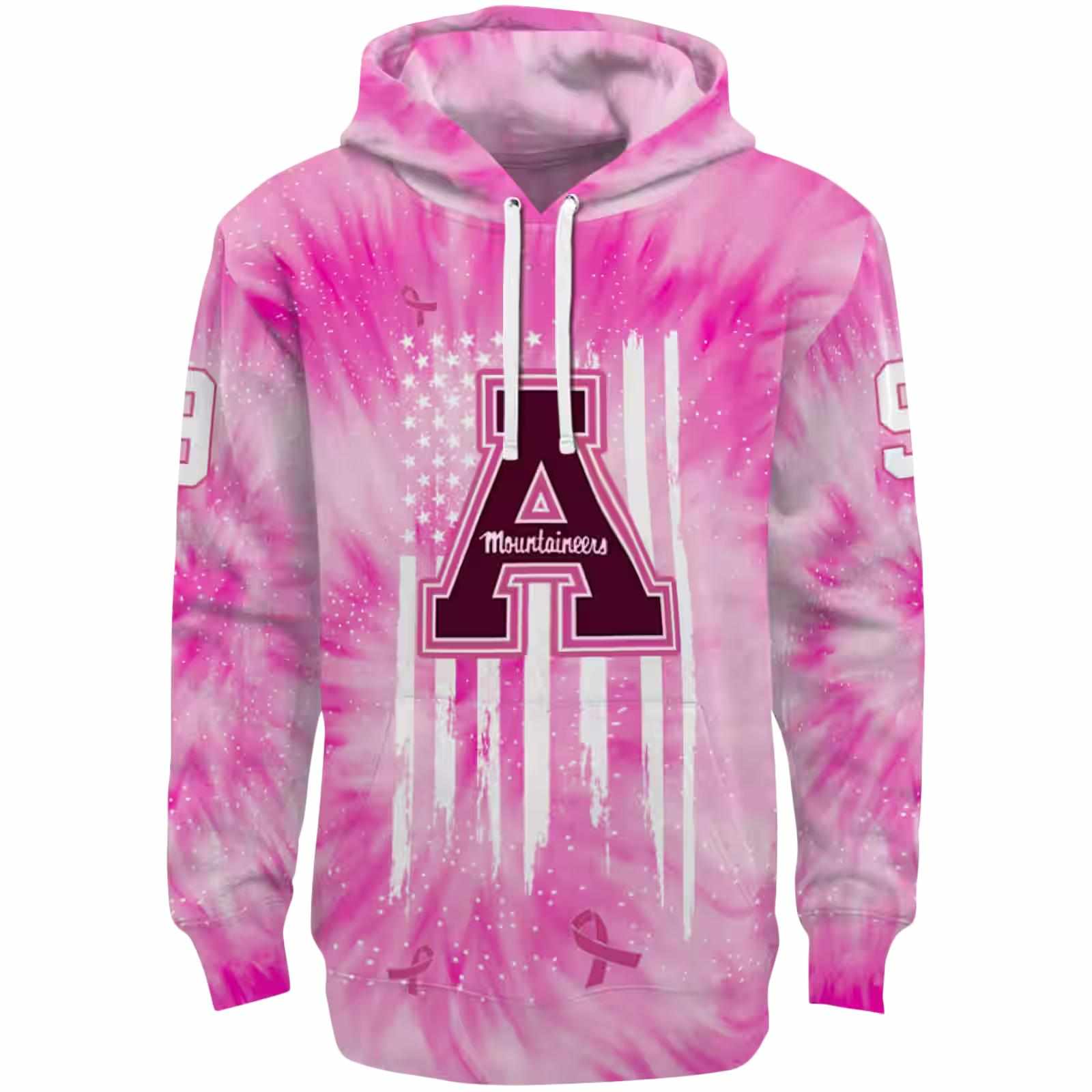 Custom Appalachian State Mountaineers Cancer Support Pink Hoodie