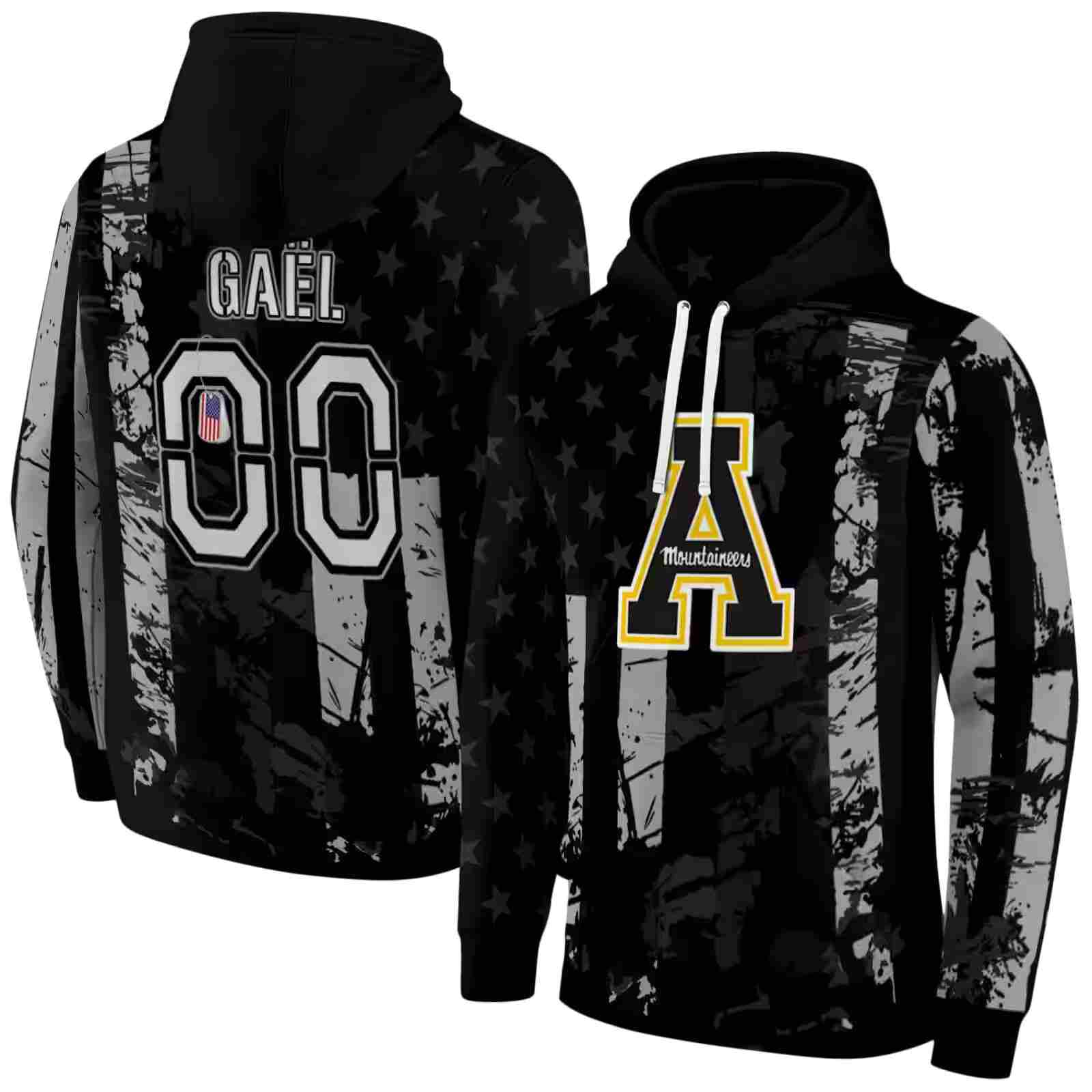 custom appalachian state mountaineers distressed flag black hoodie fashion forward