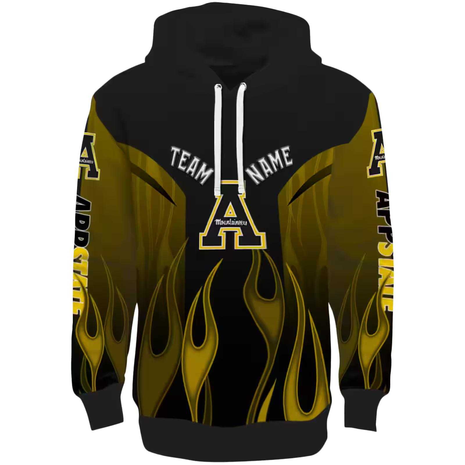 Custom Appalachian State Mountaineers Flame Design Black Hoodie