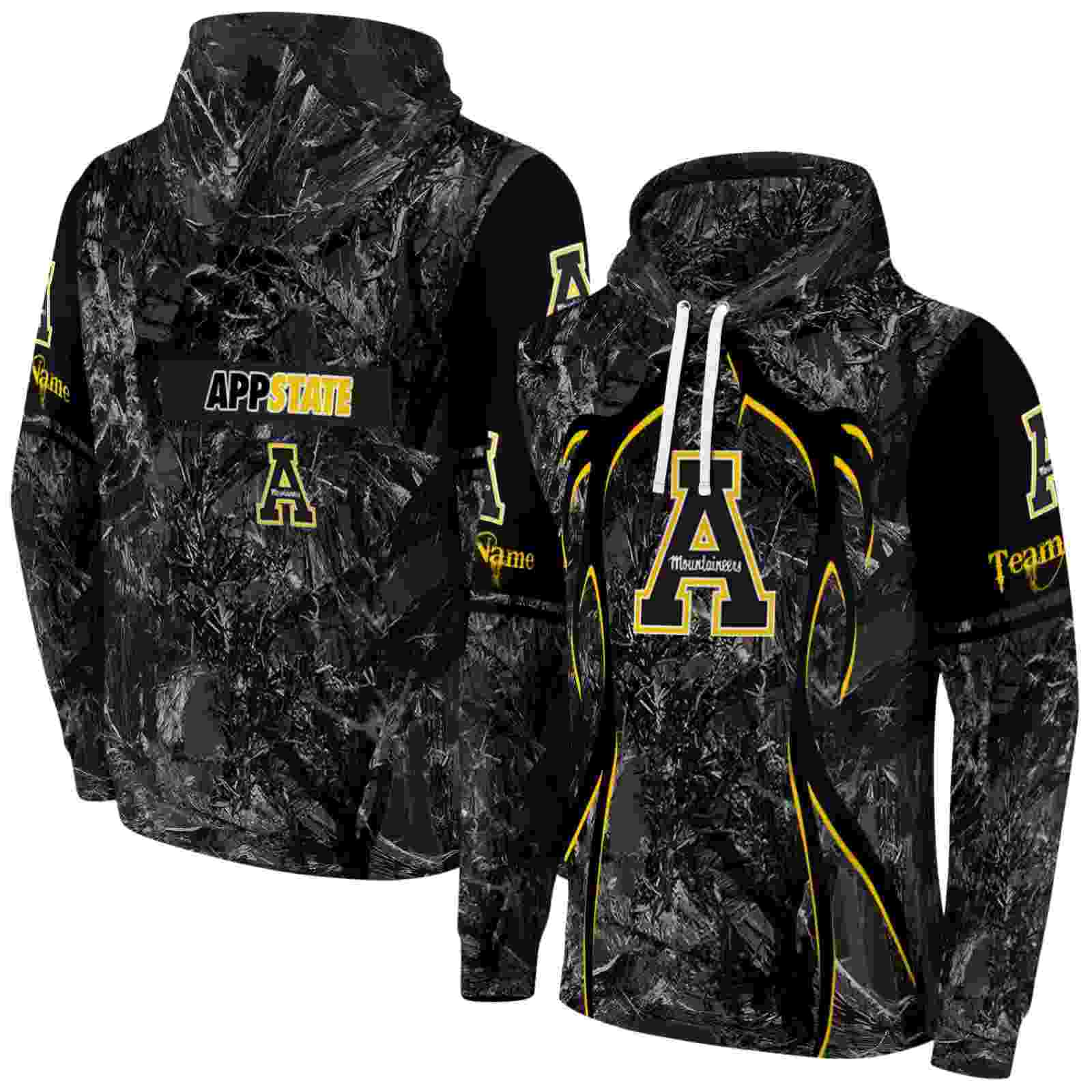 custom appalachian state mountaineers hunting theme black hoodie fashion forward