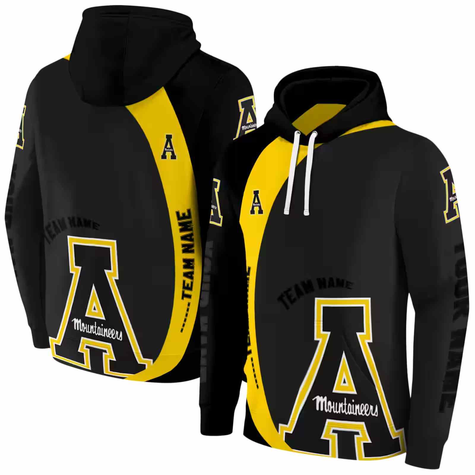 custom appalachian state mountaineers minimalist design black hoodie fashion forward