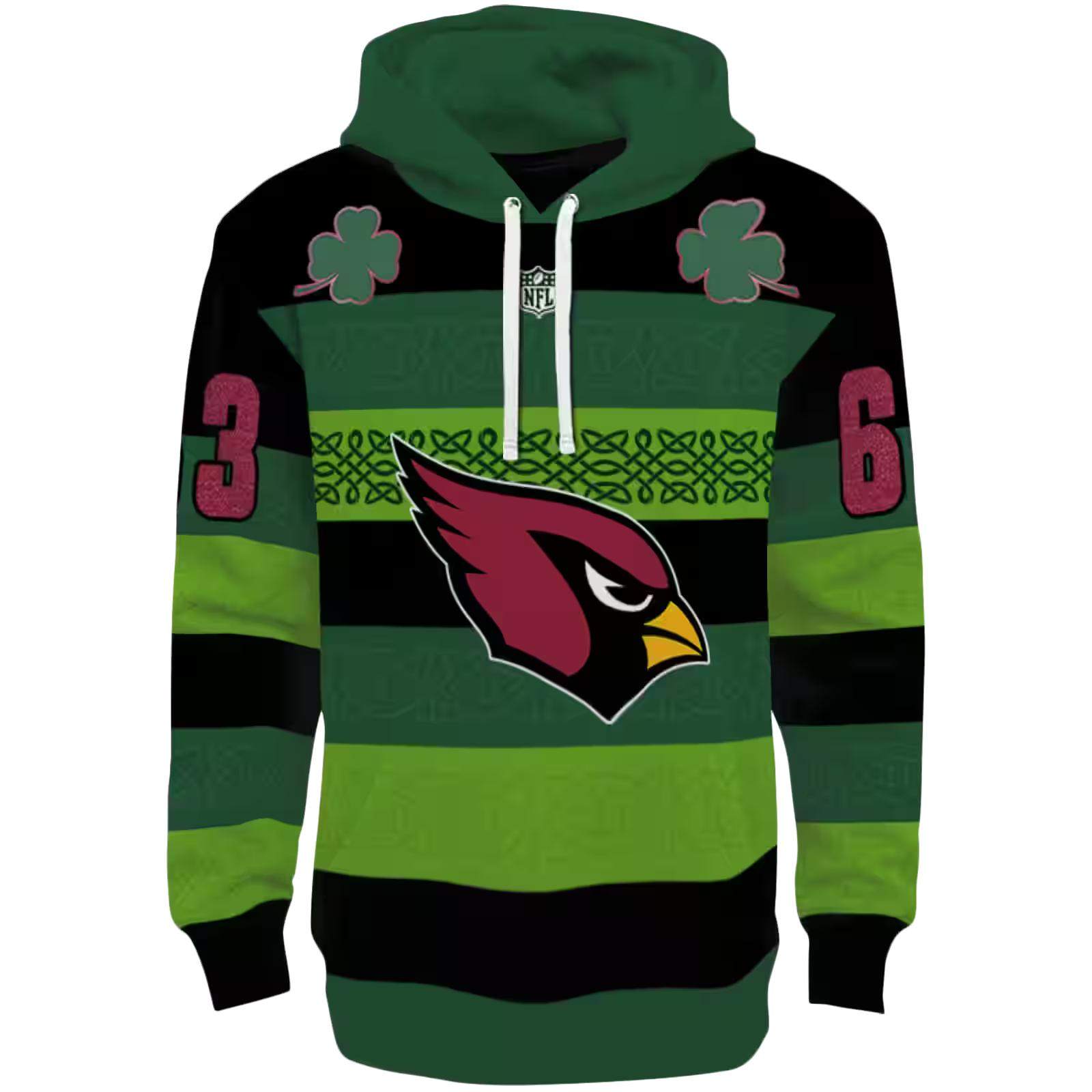 Custom Arizona Cardinals Celtic Patterns Green Hoodie