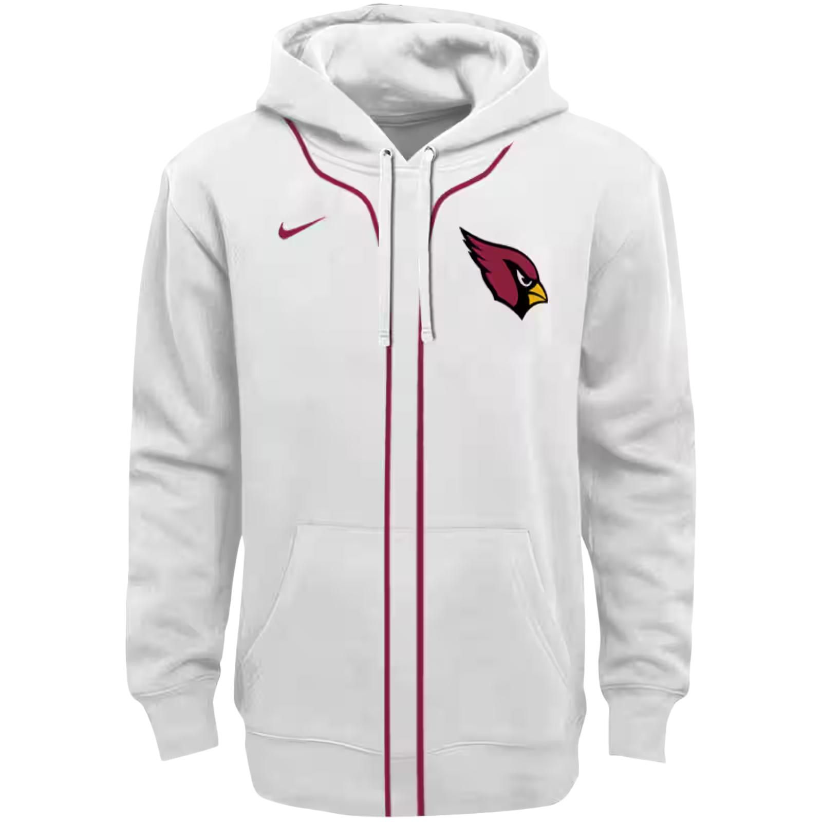 Custom Arizona Cardinals Sporty Stripe White Hoodie