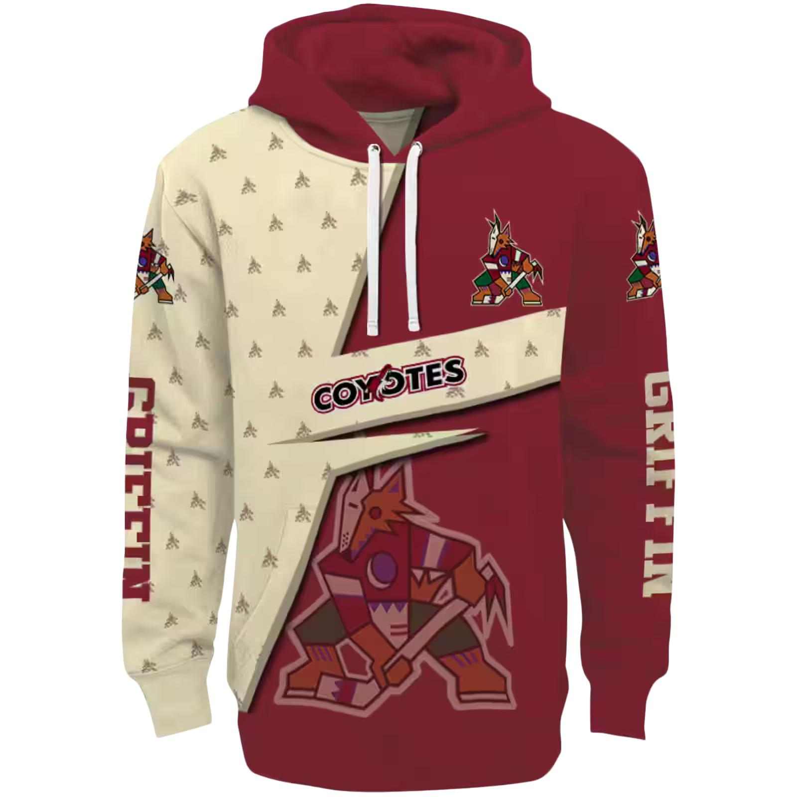 Custom Arizona Coyotes Abstract Shape Red Hoodie