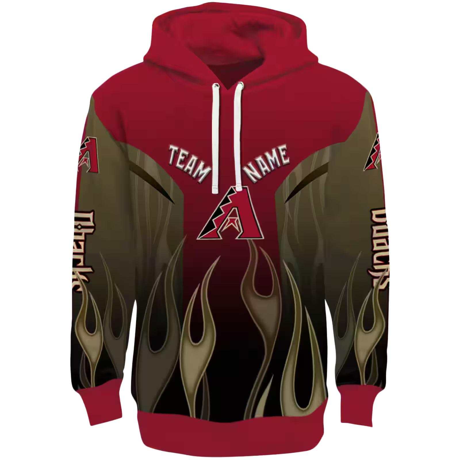 Custom Arizona Diamondbacks Flame Design Red Hoodie