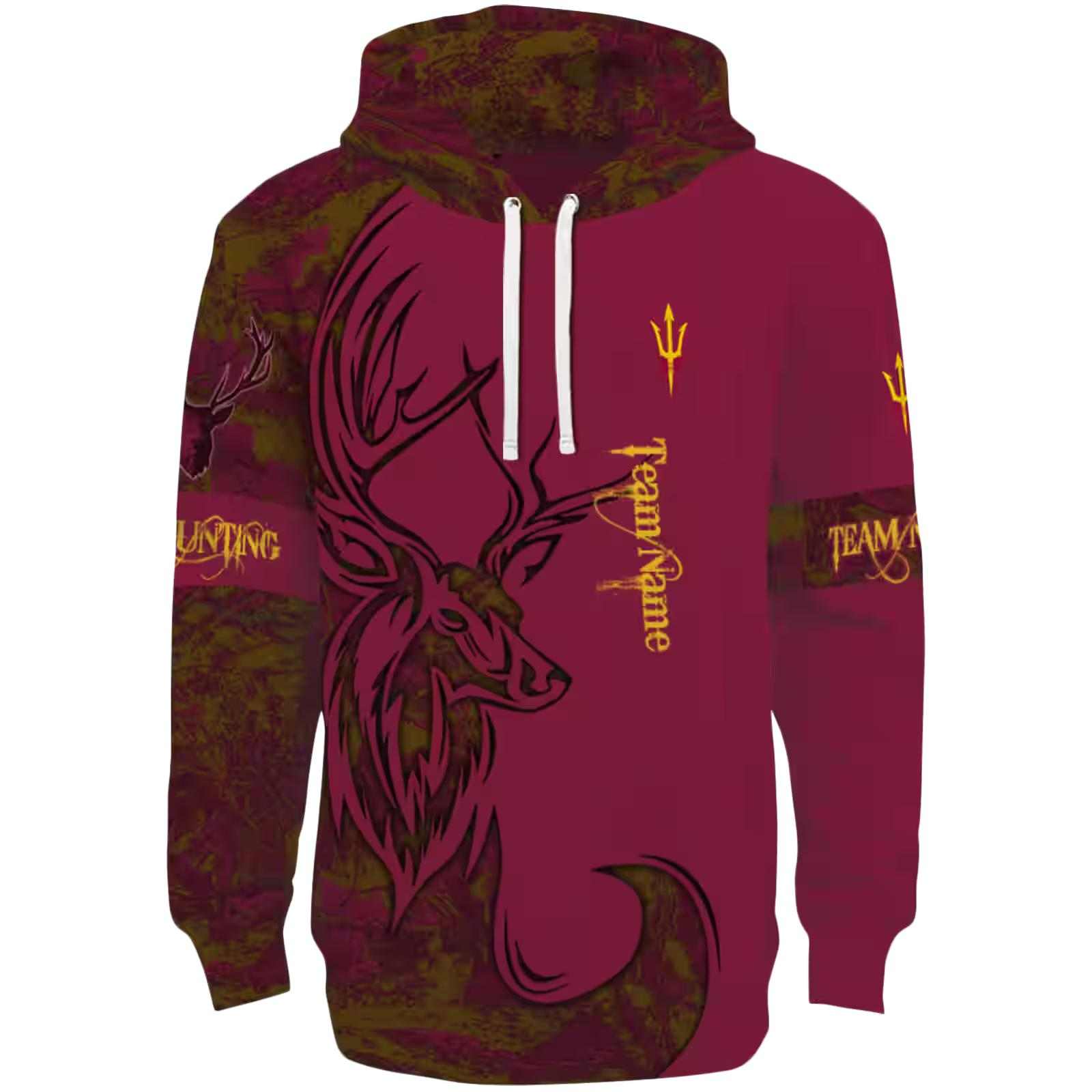 Custom Arizona State Sun Devils Deer Silhouette Maroon Hoodie