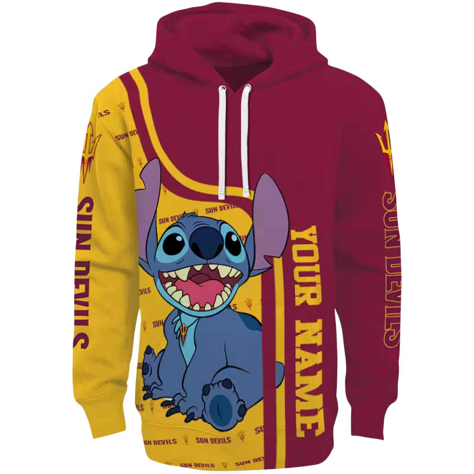 Custom Arizona State Sun Devils Stitch Maroon Hoodie