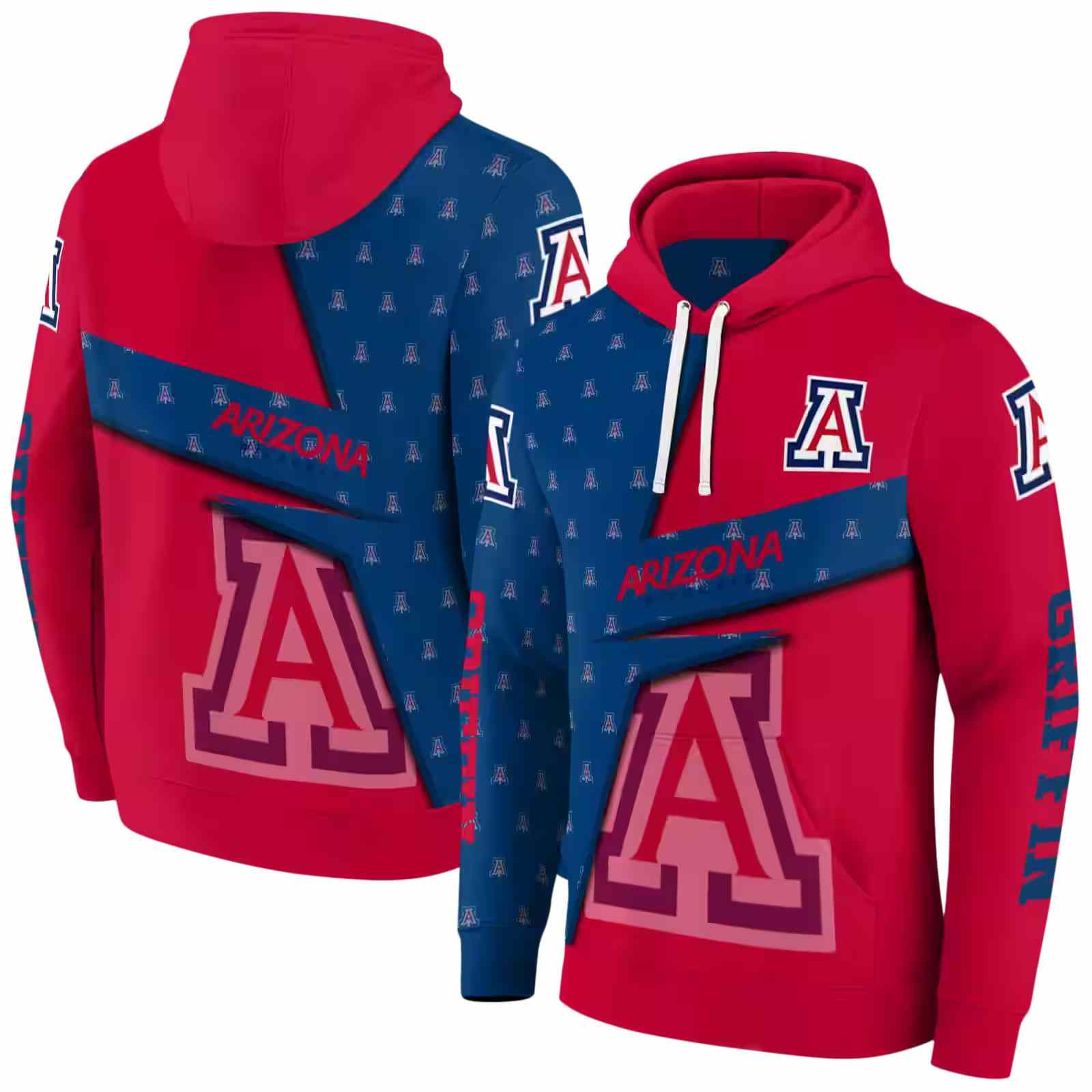 custom arizona wildcats abstract shape red hoodie fashion forward