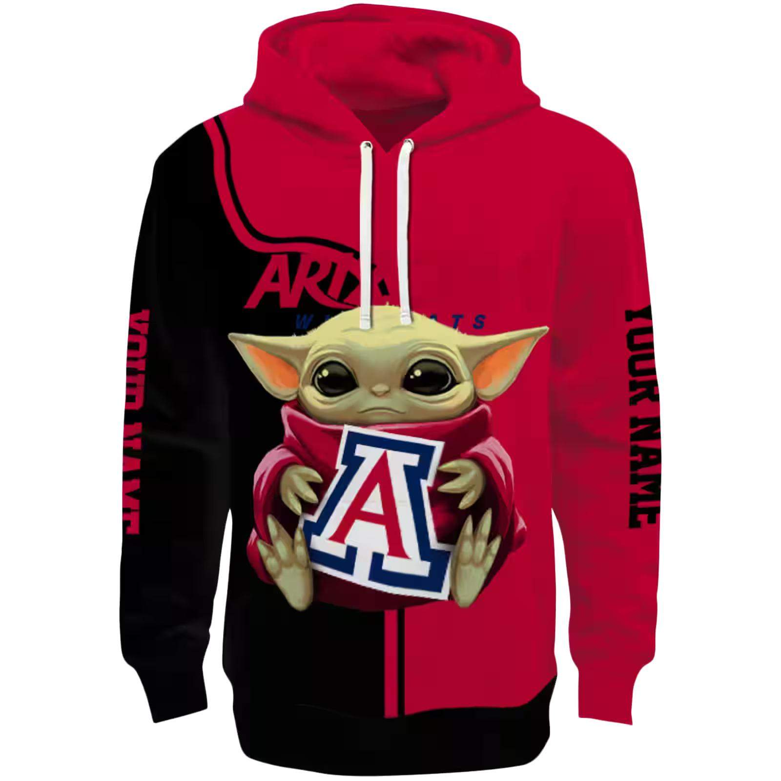 Custom Arizona Wildcats Baby Yoda Red Black Hoodie