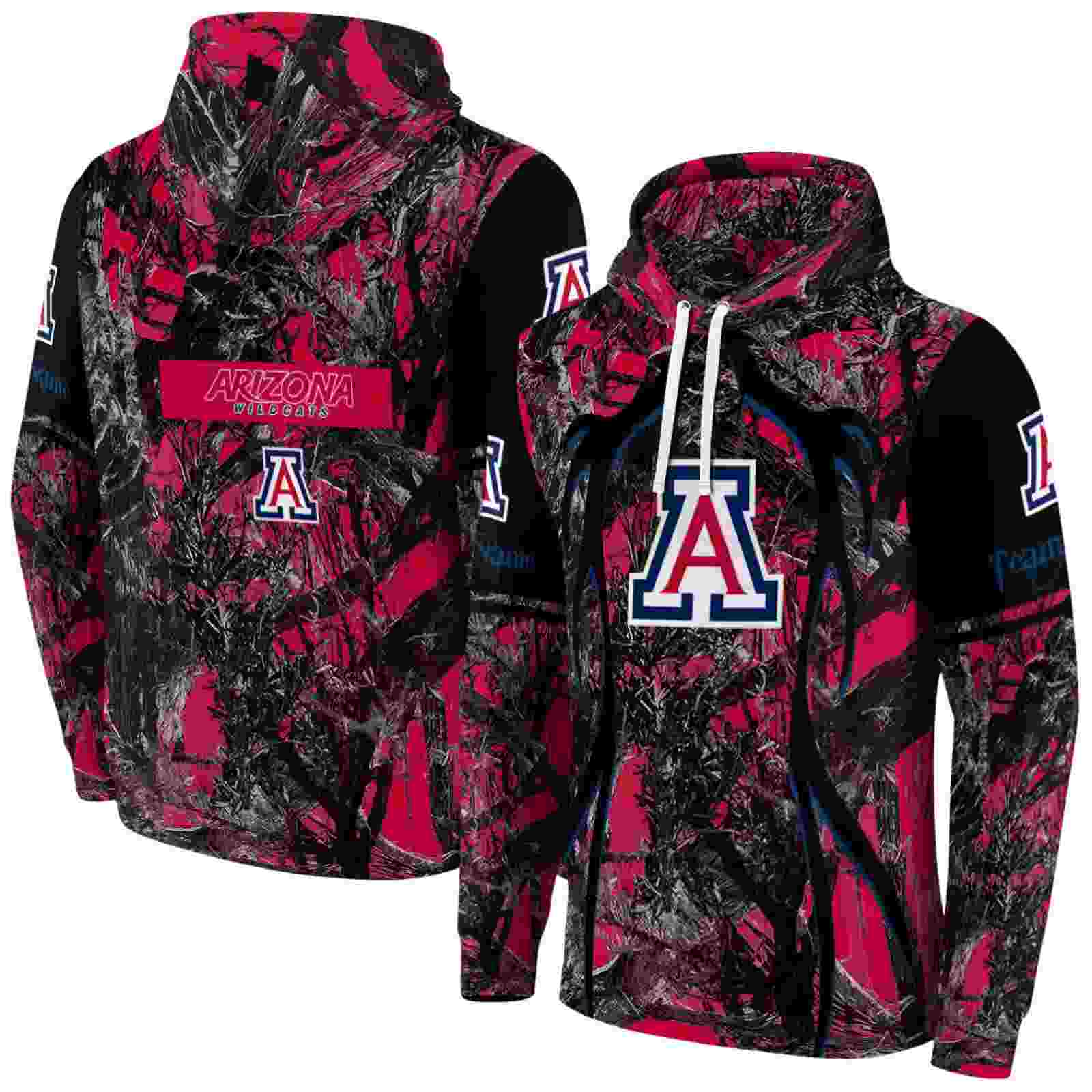 custom arizona wildcats hunting theme red black hoodie fashion forward