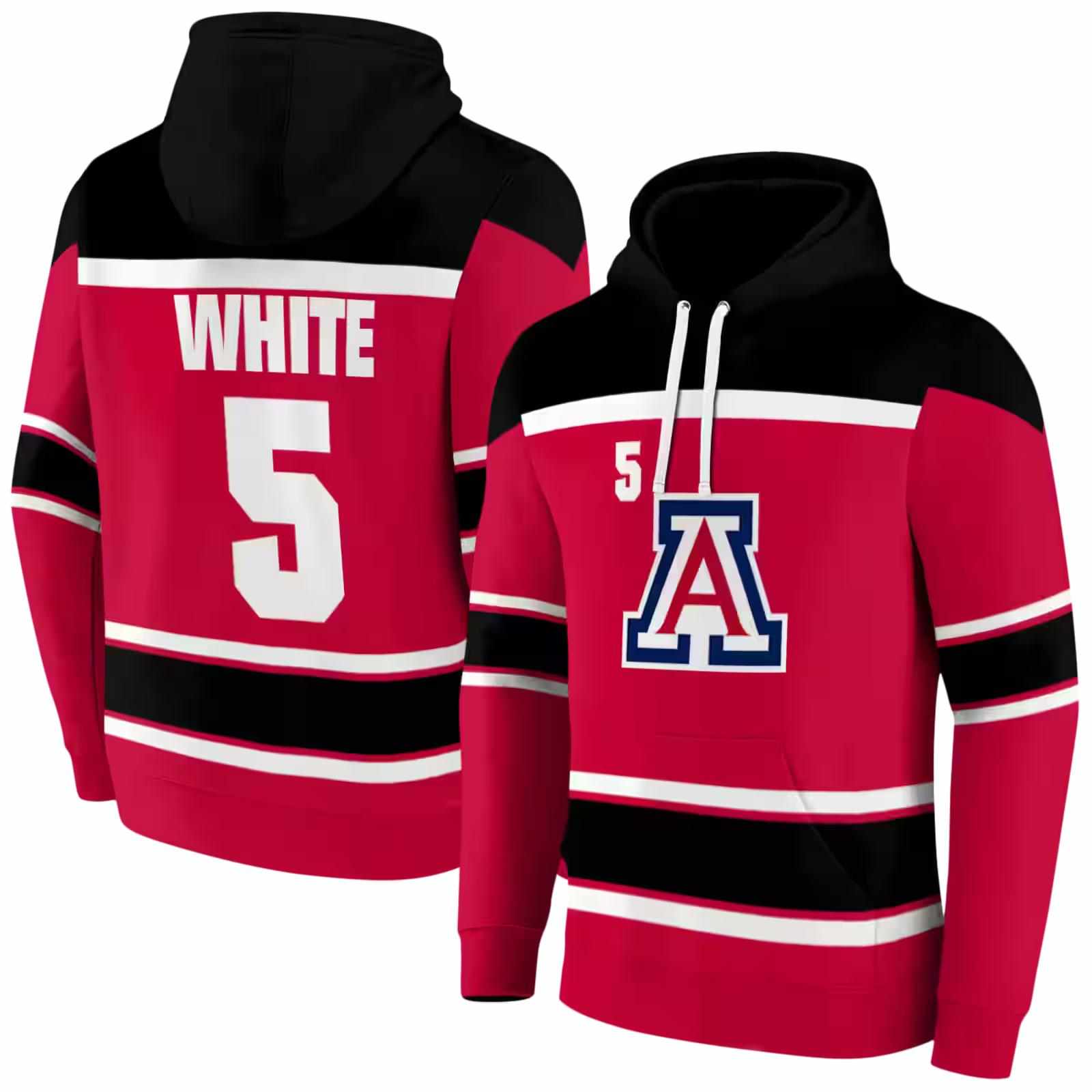 custom arizona wildcats striped pattern red hoodie fashion forward