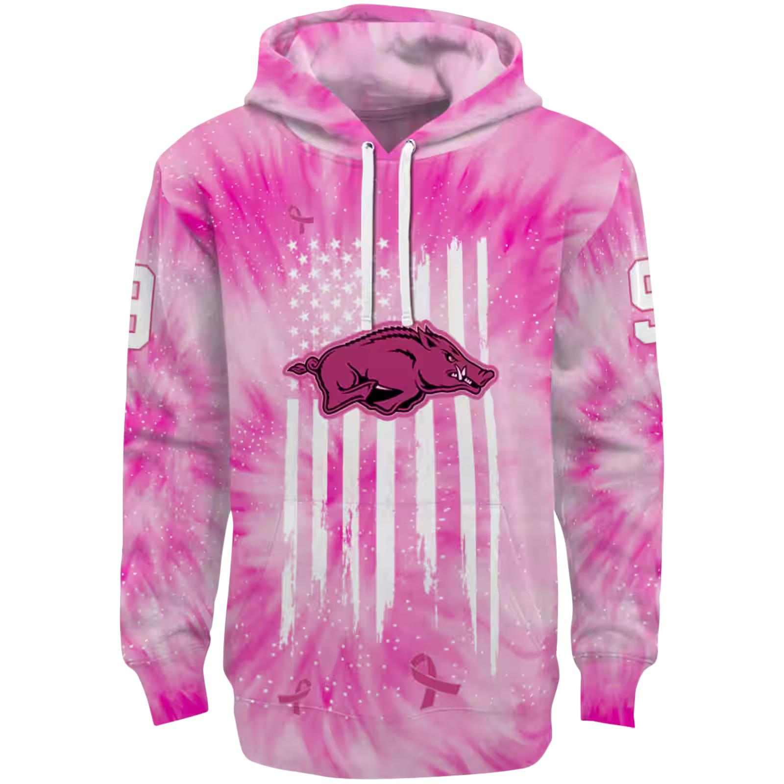 Custom Arkansas Razorbacks Cancer Support Pink Hoodie