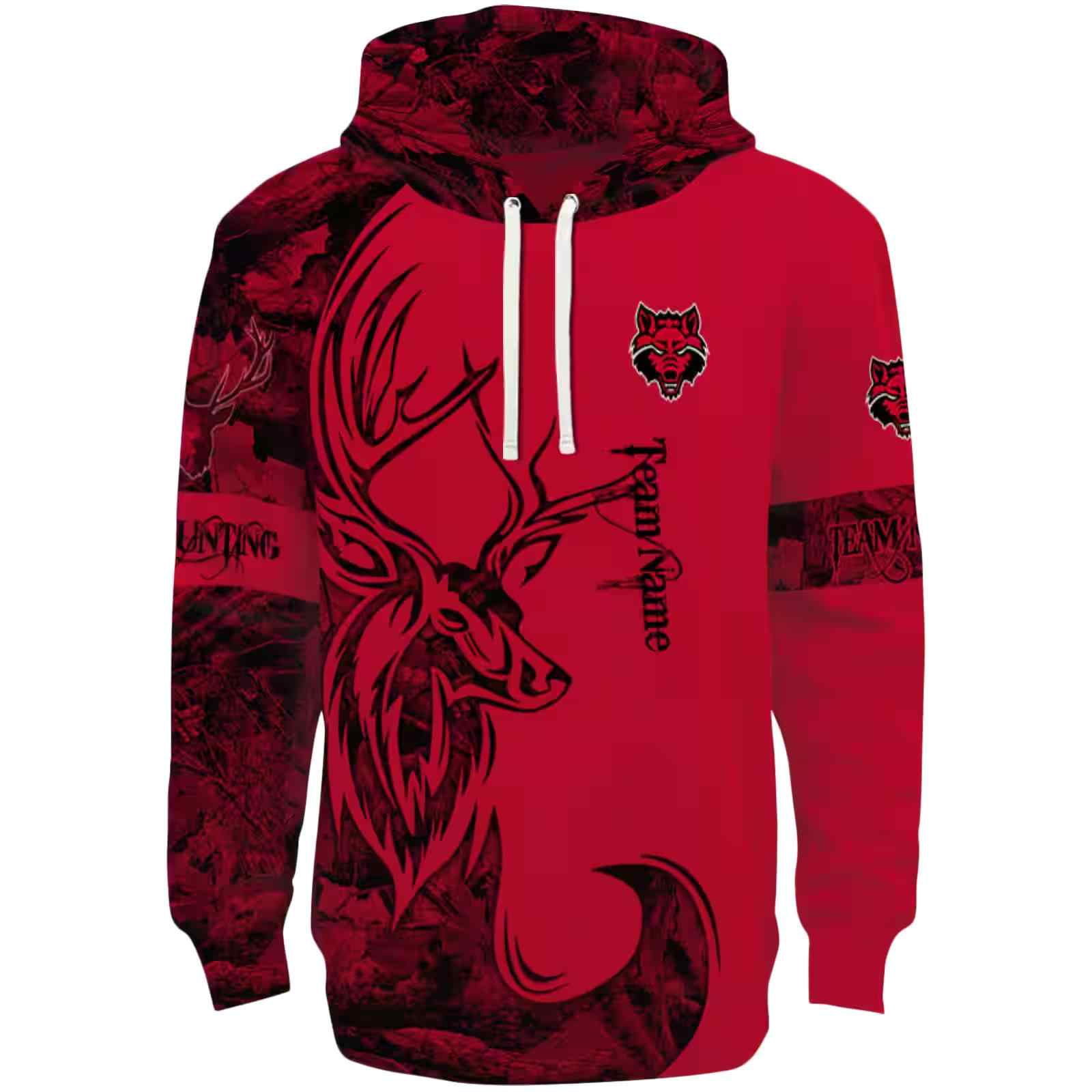 Custom Arkansas State Red Wolves Deer Silhouette Scarlet Hoodie