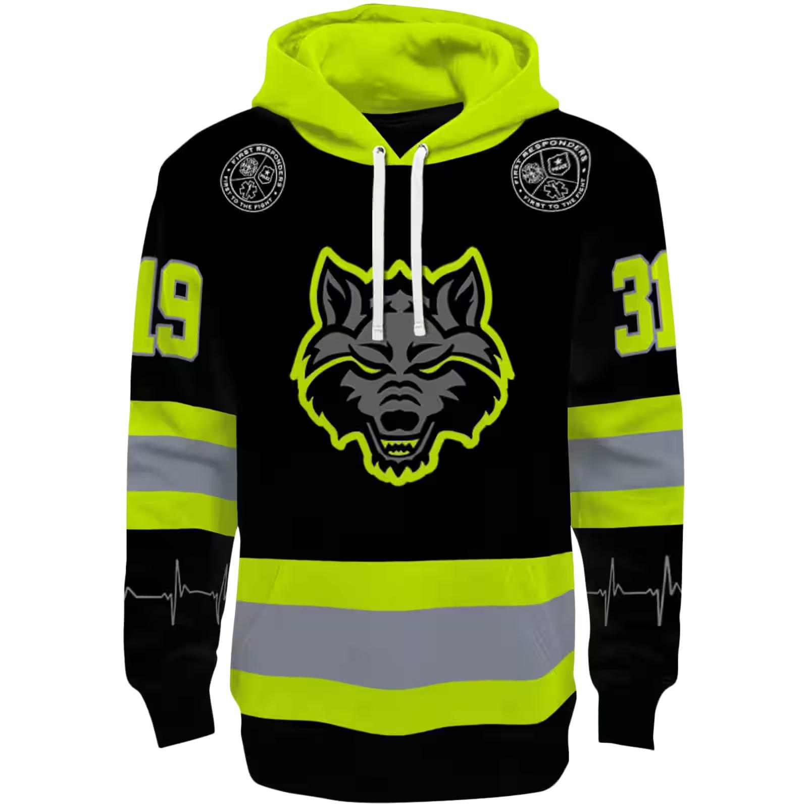 Custom Arkansas State Red Wolves Safety Motif Black Neon Green Hoodie