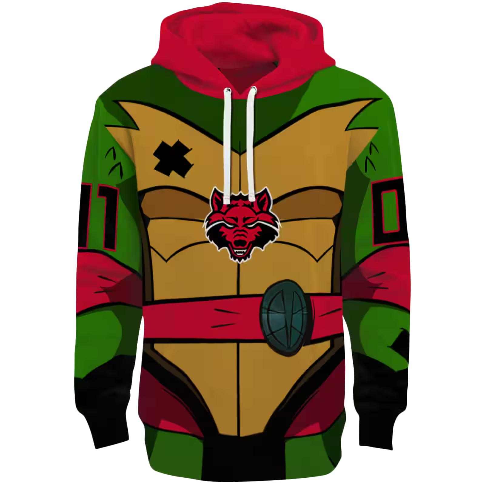 Custom Arkansas State Red Wolves Superhero Armor Scarlet Green Hoodie